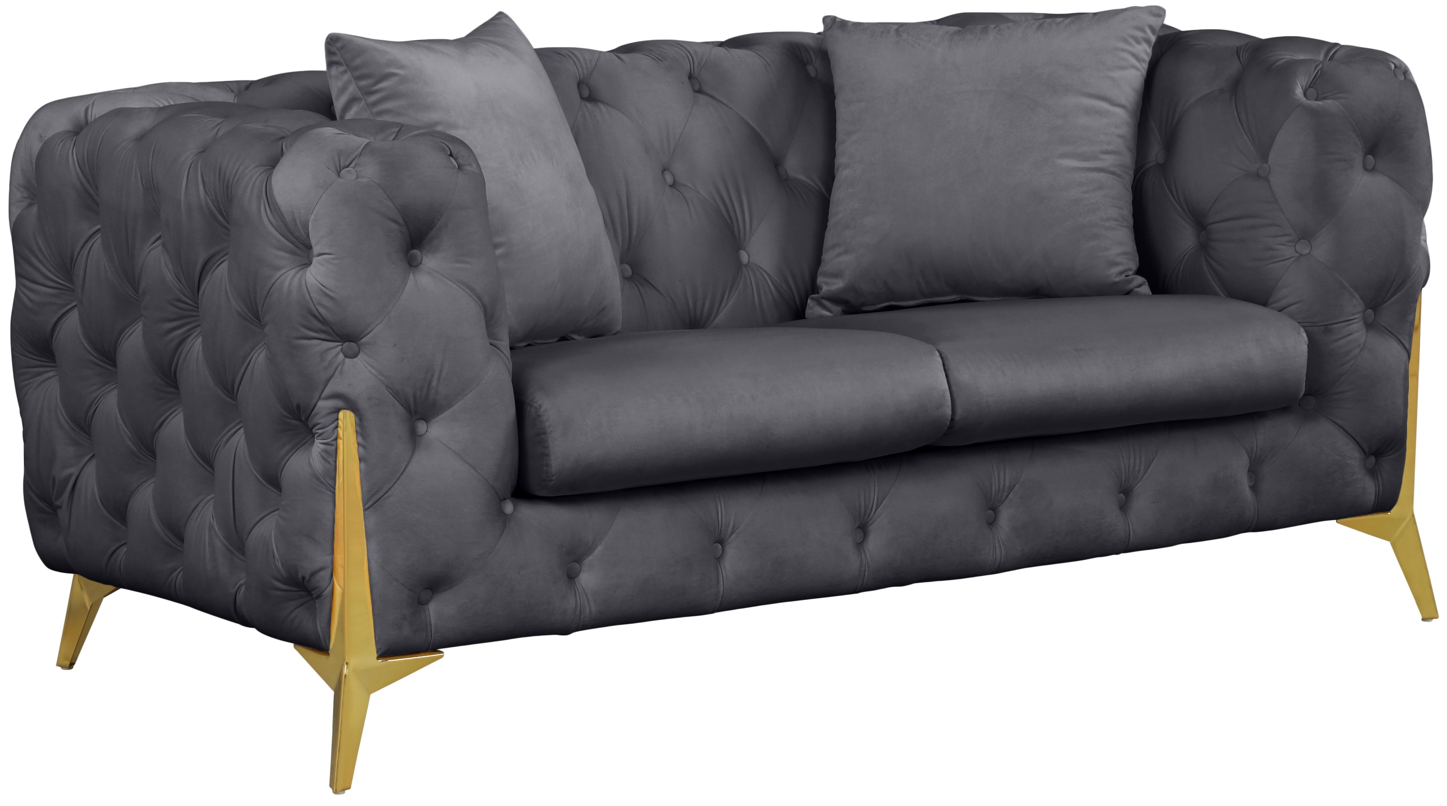 Kingdom Grey Velvet Loveseat - Luxury Home Furniture (MI)