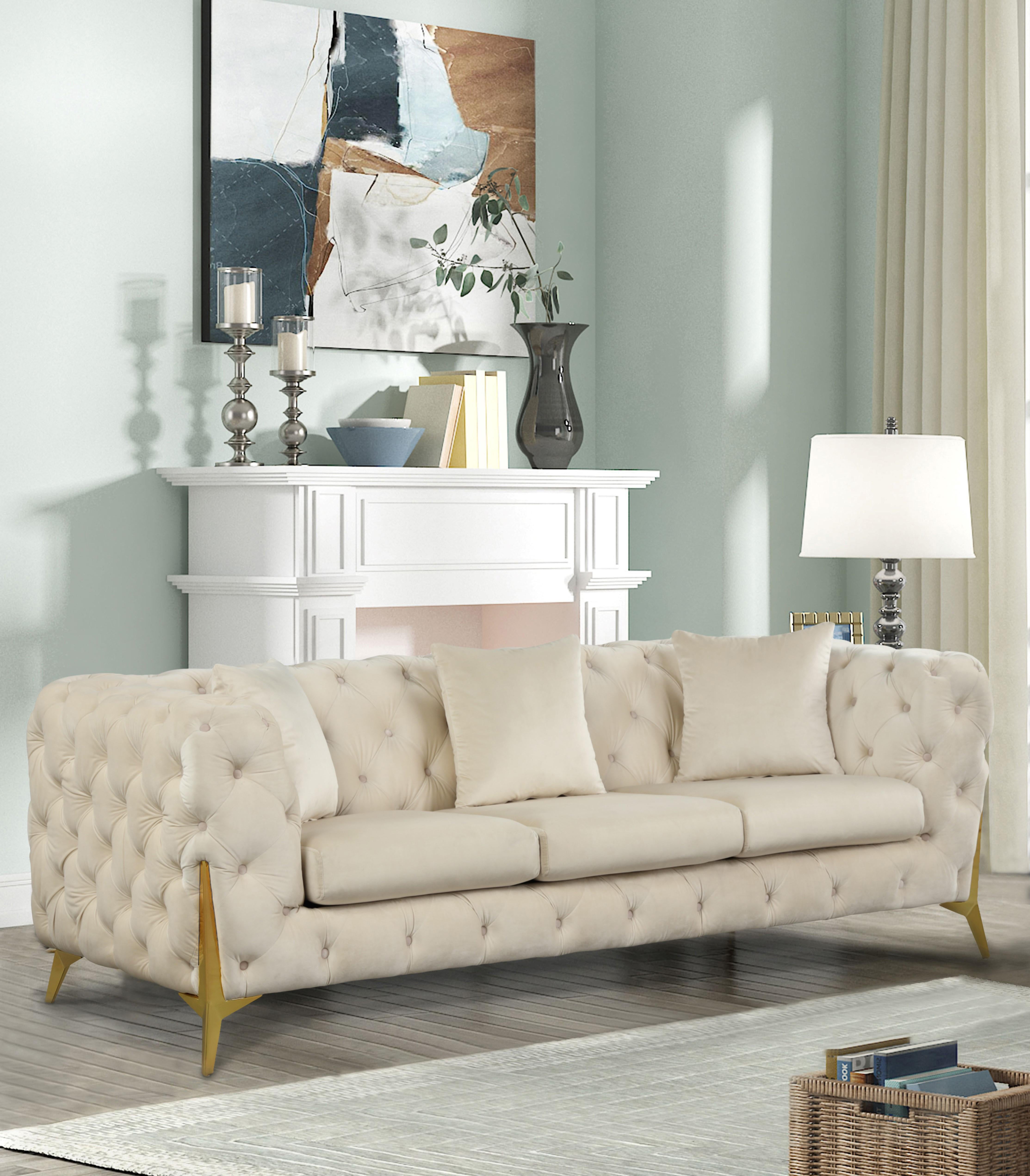 Kingdom Cream Velvet Sofa - Luxury Home Furniture (MI)