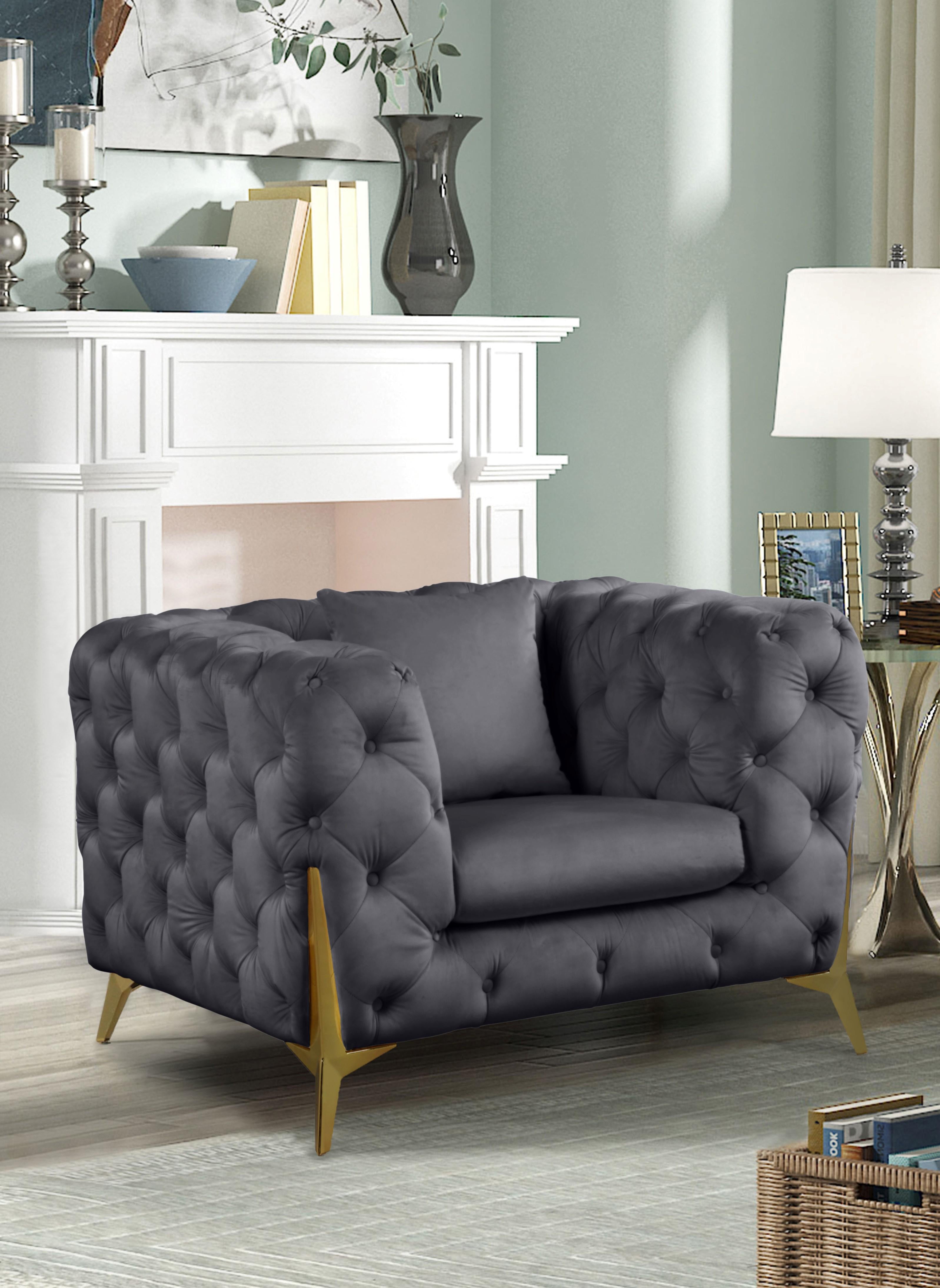 Kingdom Grey Velvet Chair - Luxury Home Furniture (MI)