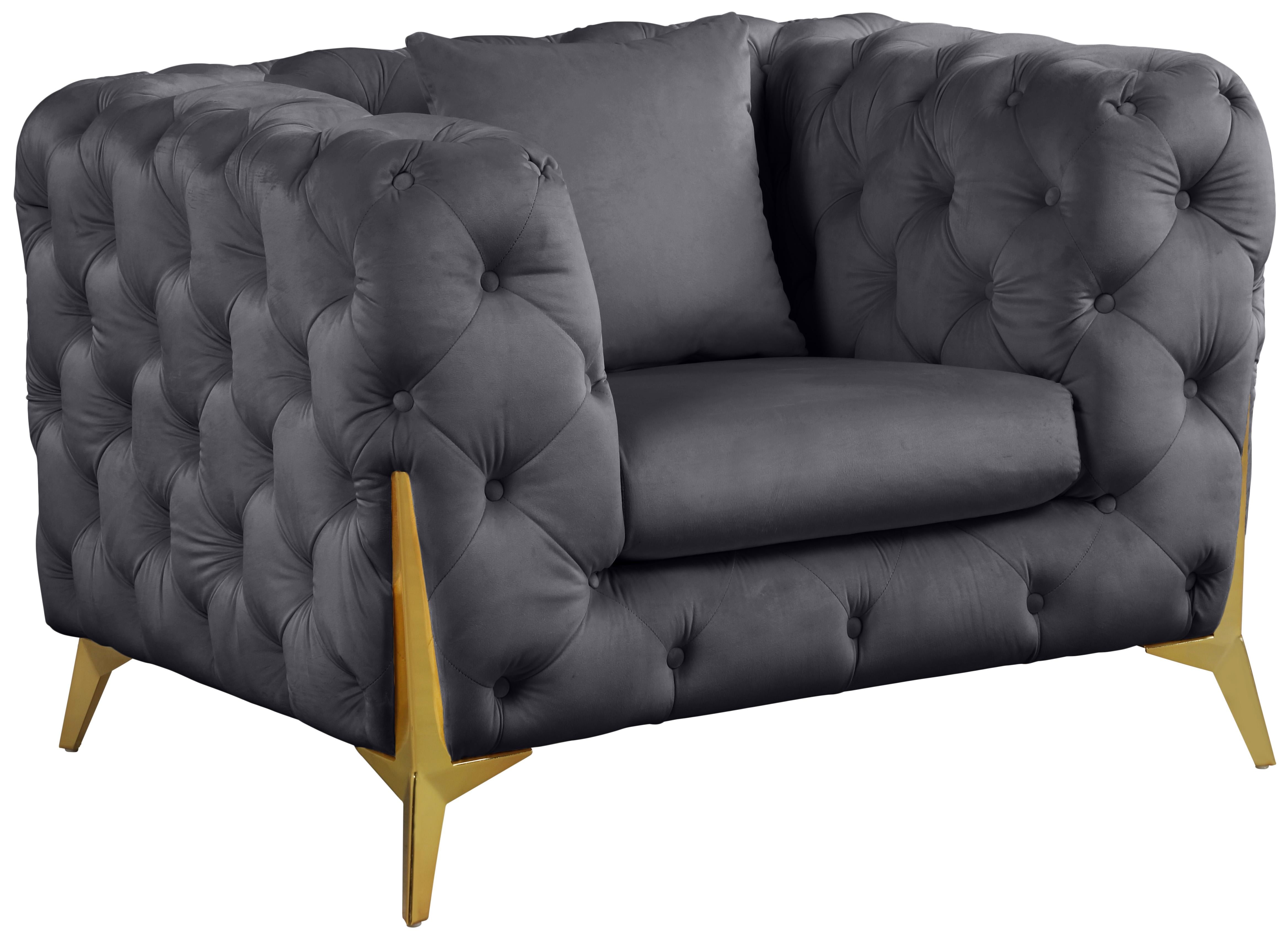 Kingdom Grey Velvet Chair - Luxury Home Furniture (MI)