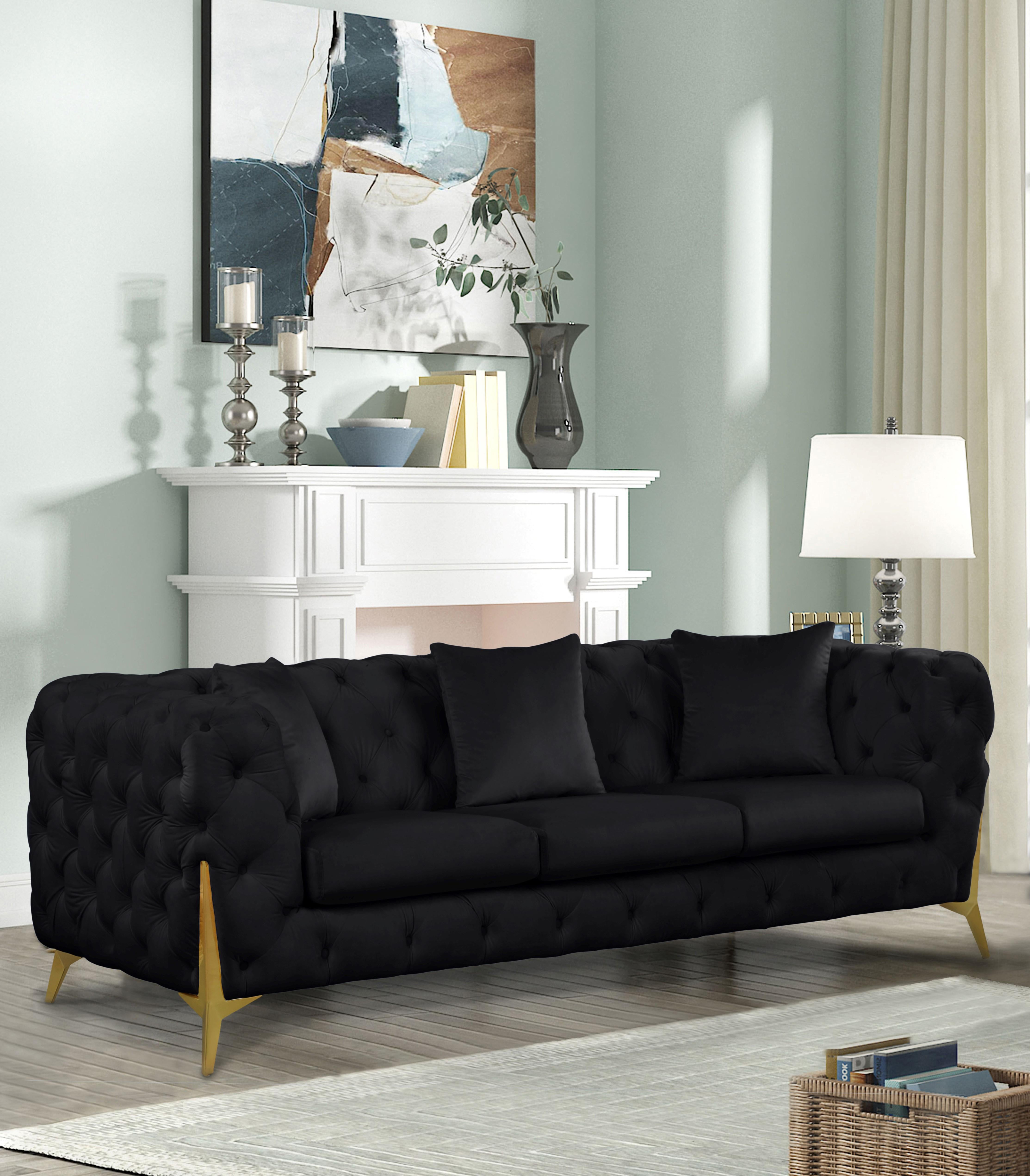 Kingdom Black Velvet Sofa - Luxury Home Furniture (MI)