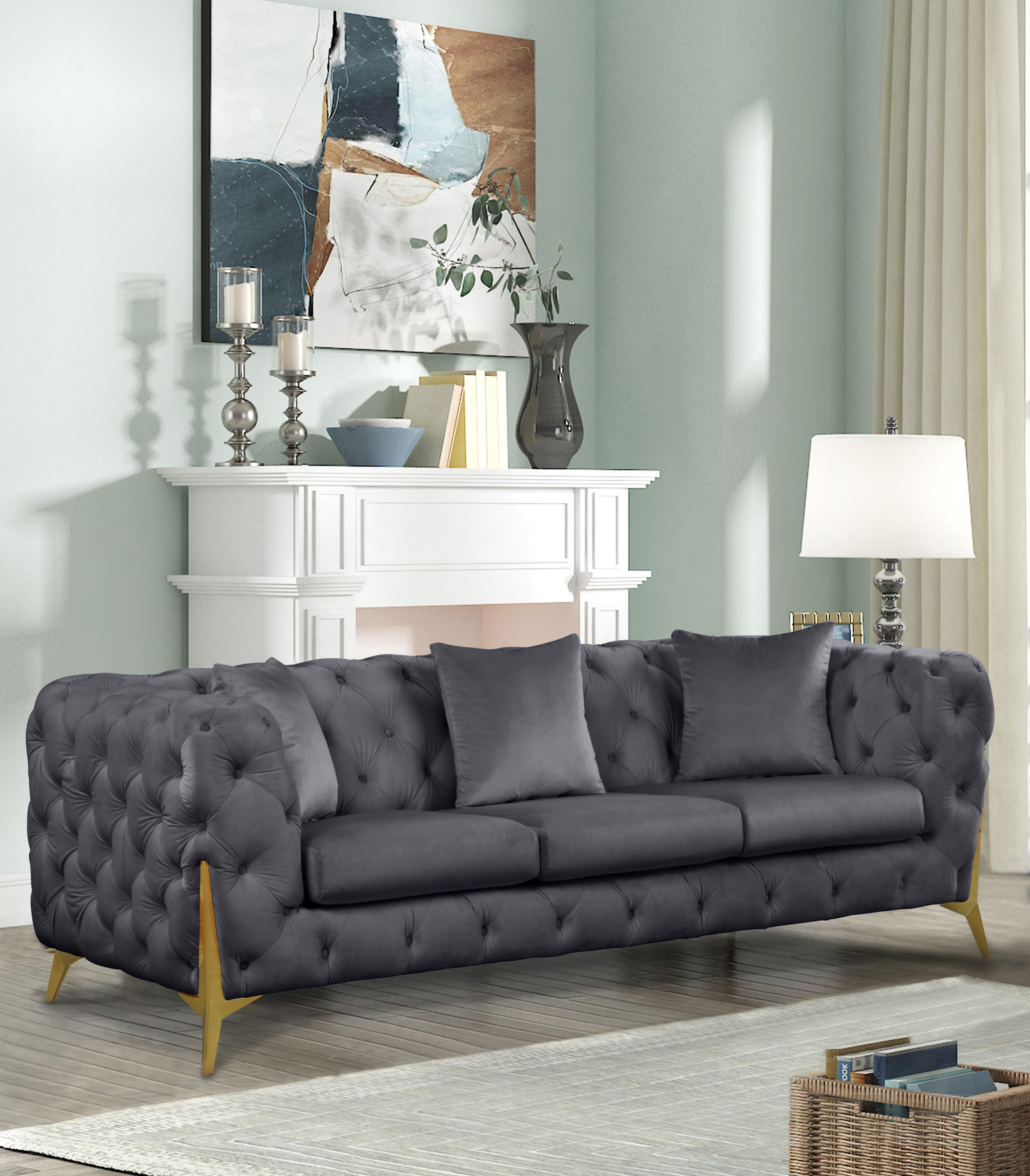 Kingdom Grey Velvet Sofa - Luxury Home Furniture (MI)