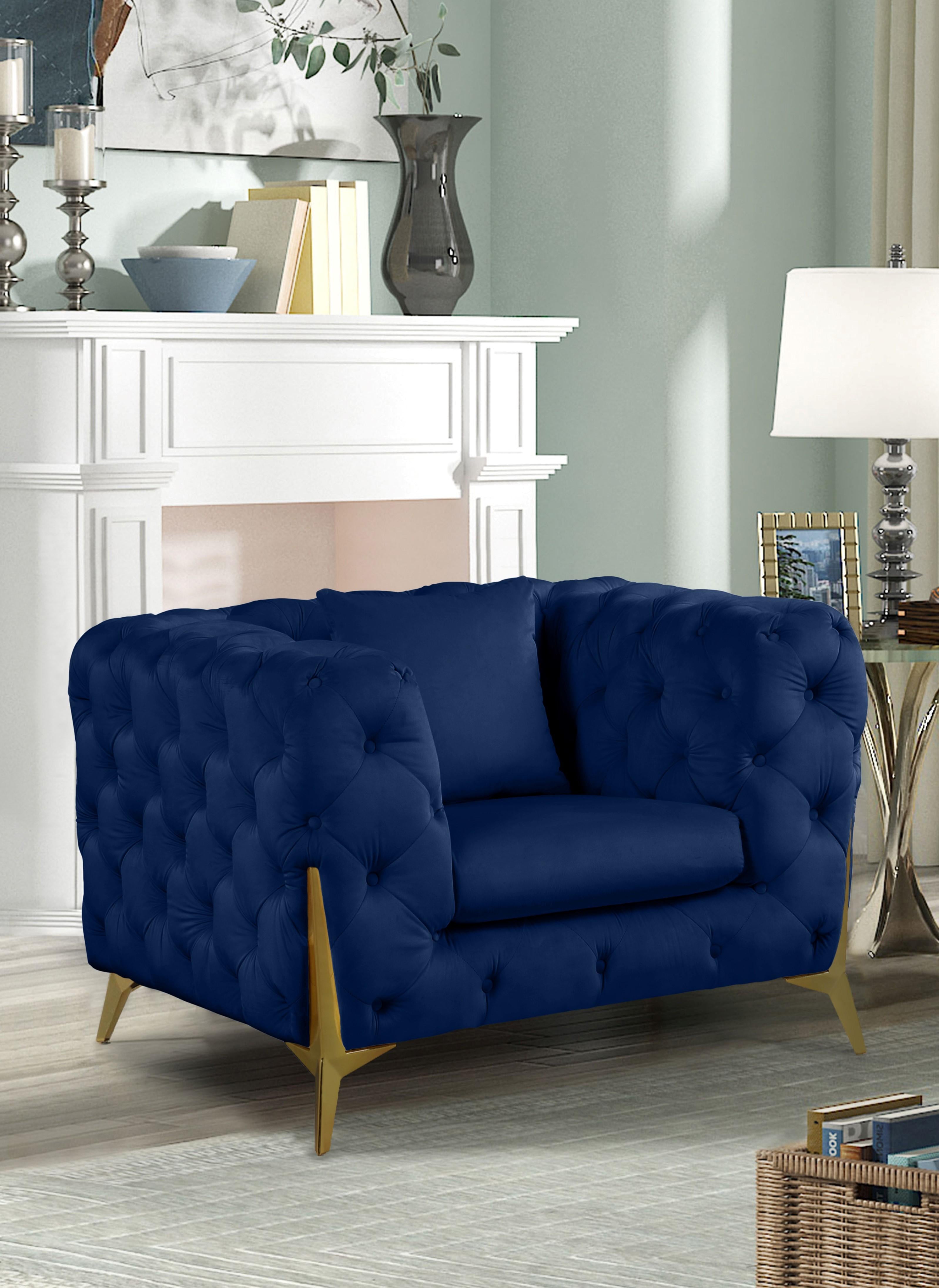 Kingdom Navy Velvet Chair - Luxury Home Furniture (MI)