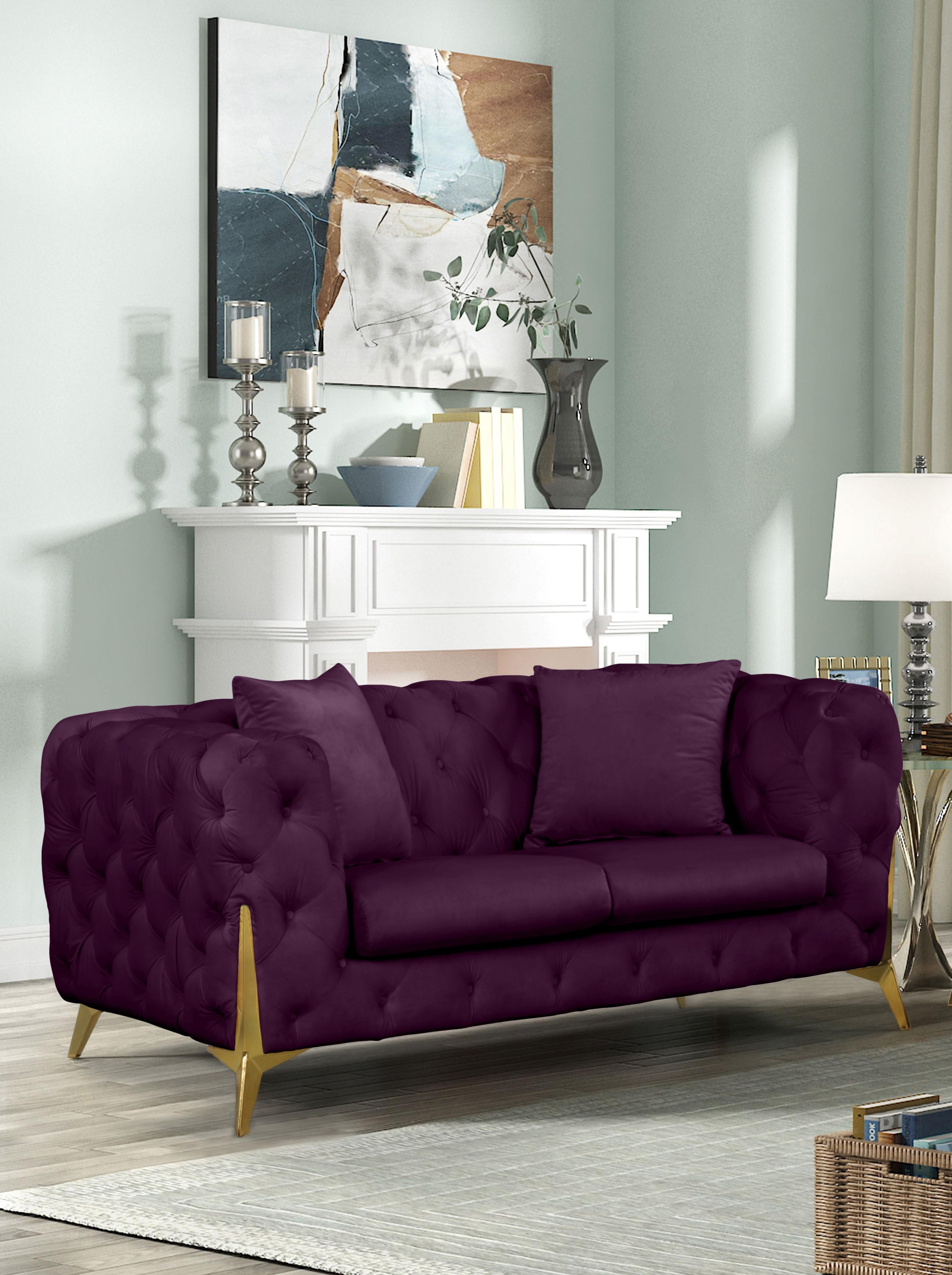 Kingdom Purple Velvet Loveseat - Luxury Home Furniture (MI)