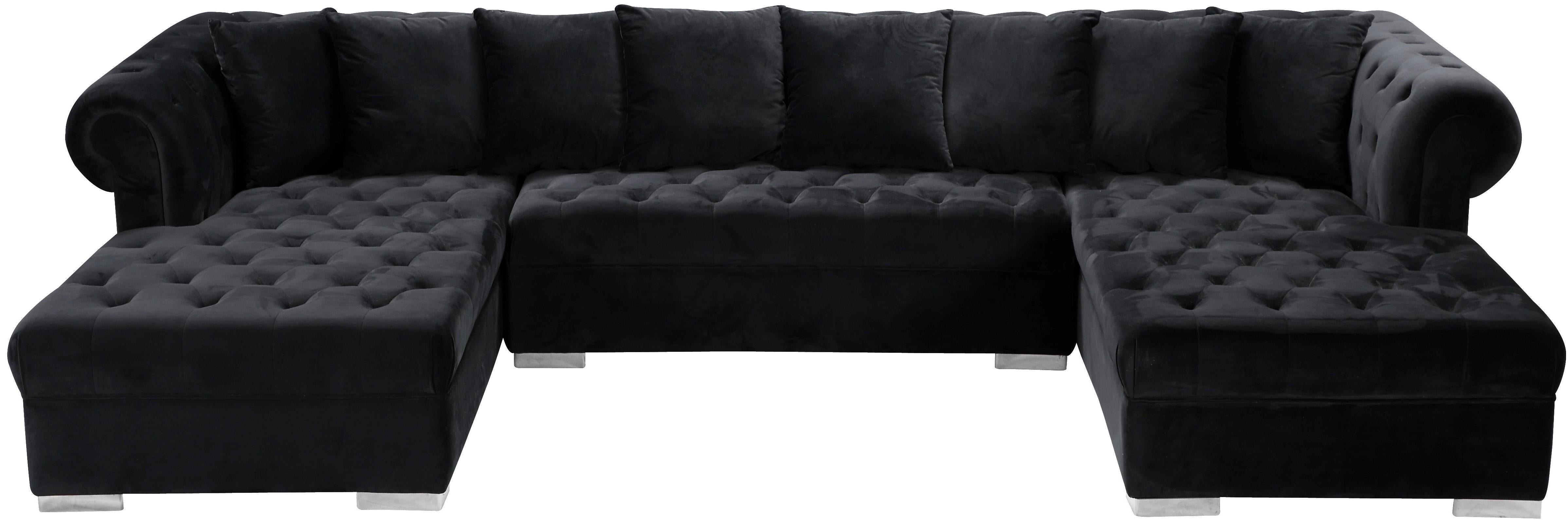 Presley Black Velvet 3pc. Sectional - Luxury Home Furniture (MI)