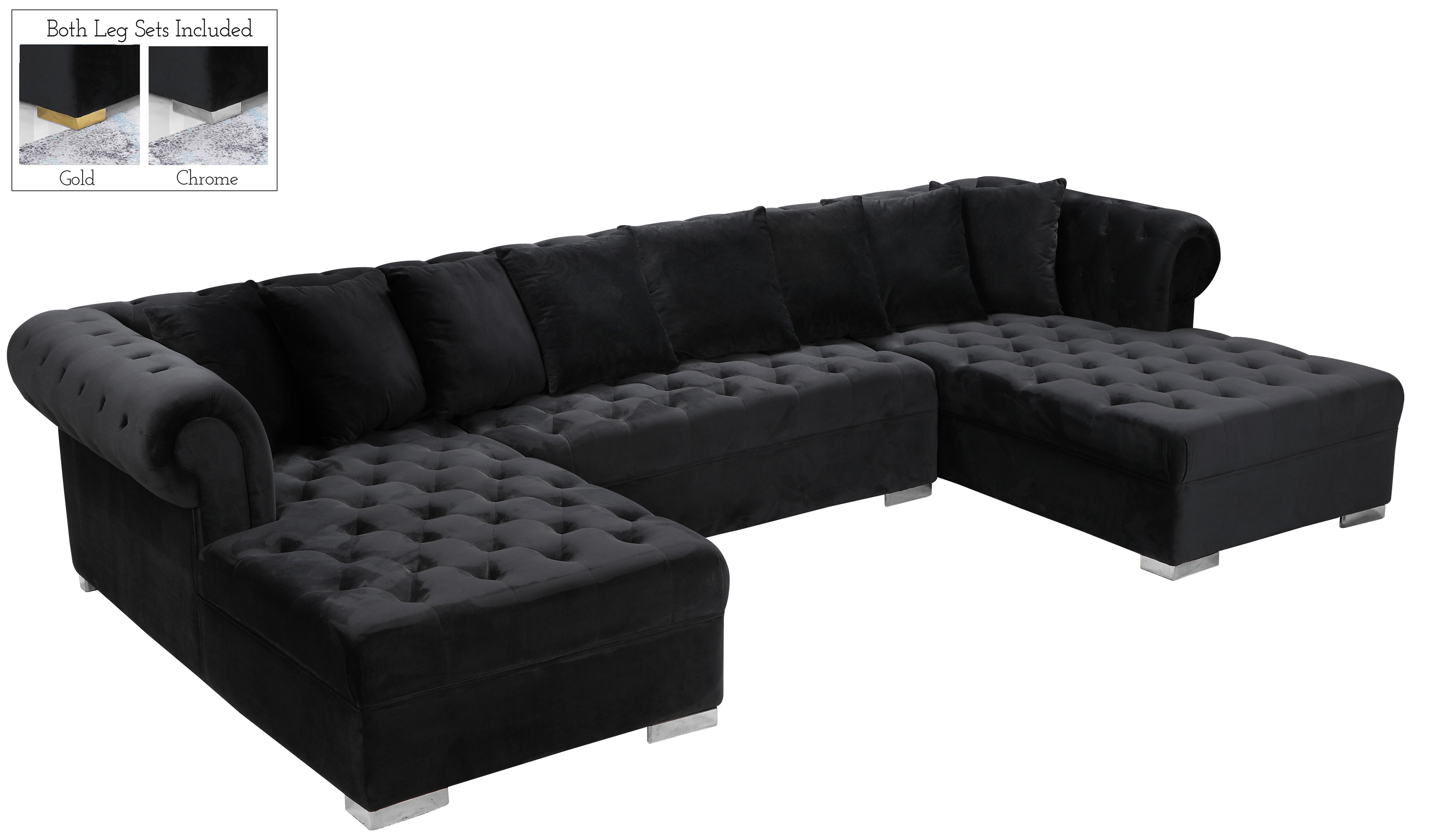 Presley Black Velvet 3pc. Sectional - Luxury Home Furniture (MI)