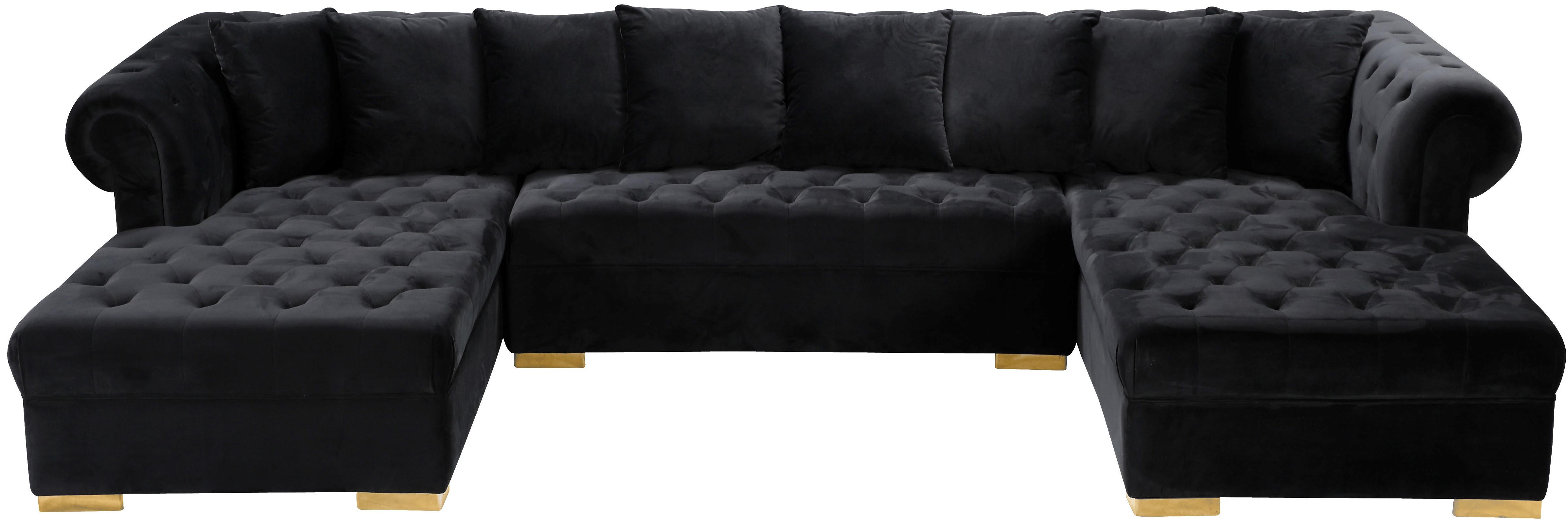 Presley Black Velvet 3pc. Sectional - Luxury Home Furniture (MI)