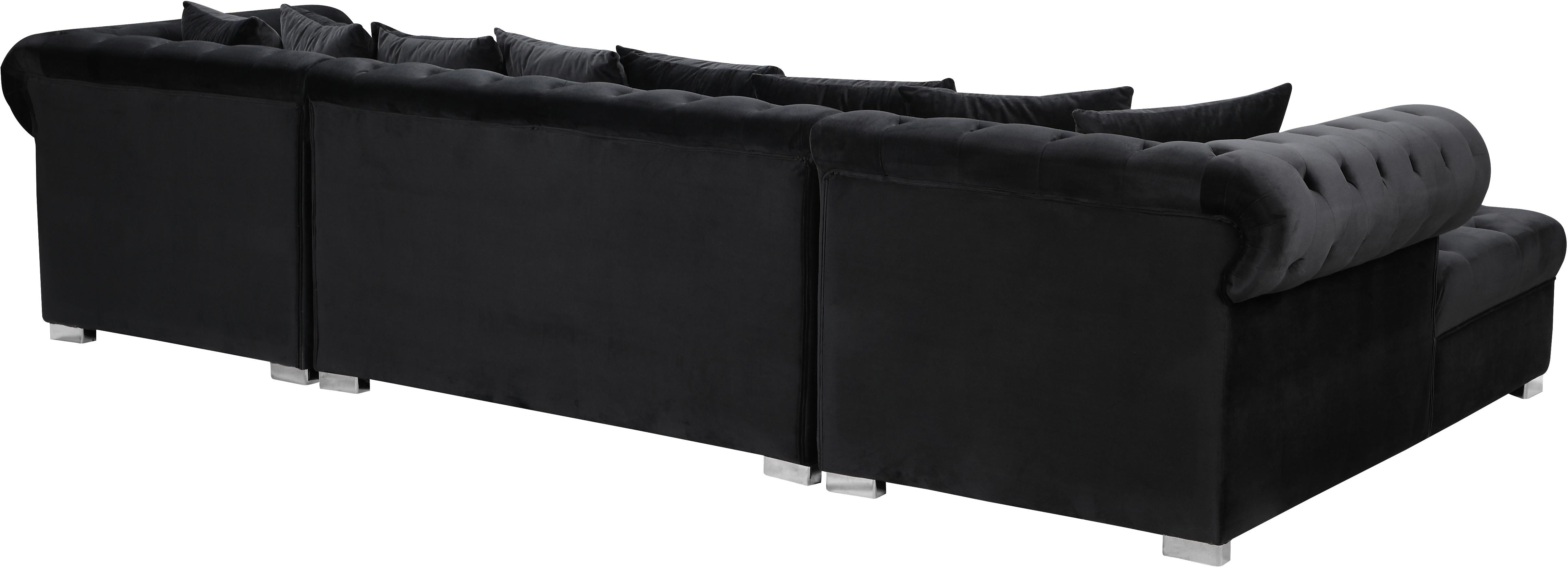 Presley Black Velvet 3pc. Sectional - Luxury Home Furniture (MI)