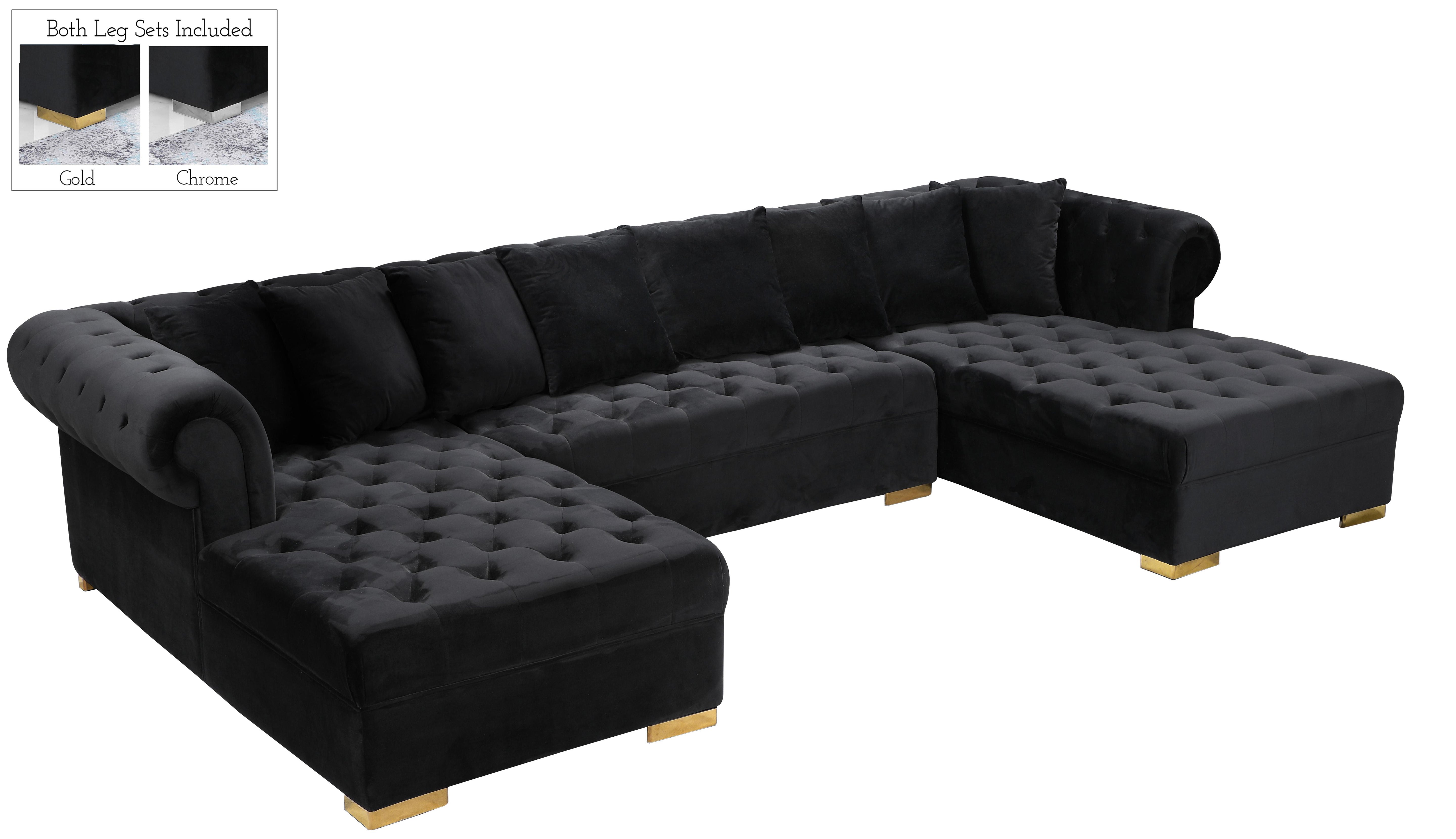 Presley Black Velvet 3pc. Sectional - Luxury Home Furniture (MI)
