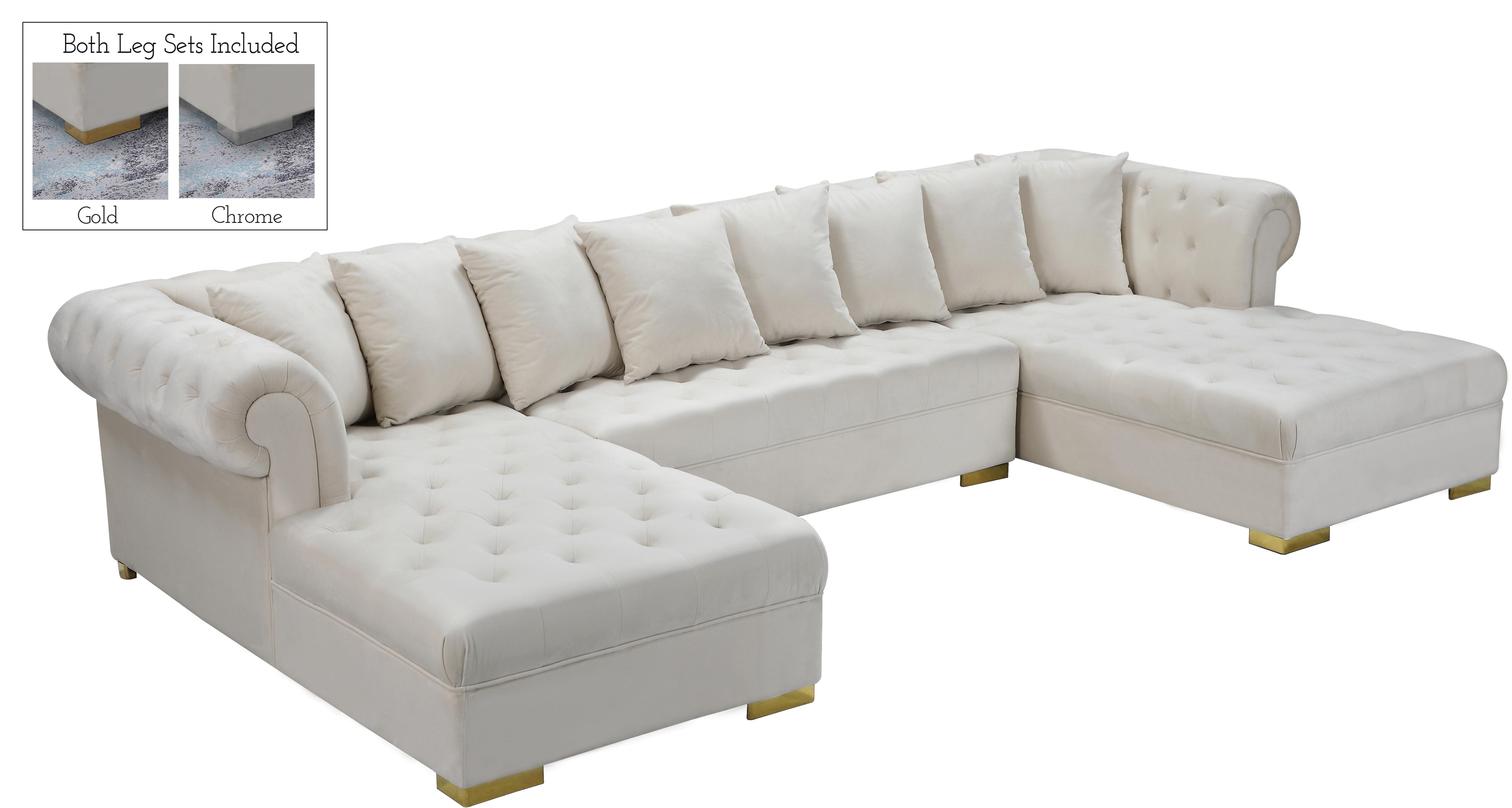 Presley Cream Velvet 3pc. Sectional - Luxury Home Furniture (MI)