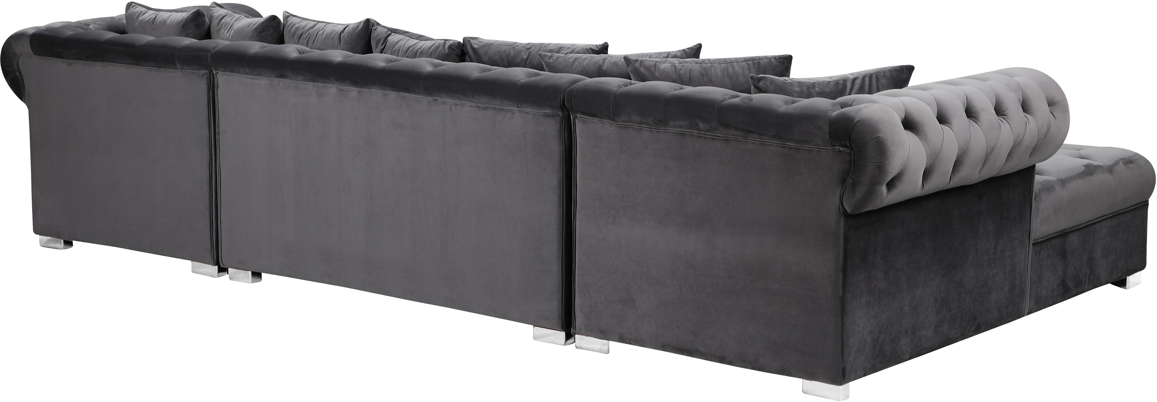Presley Grey Velvet 3pc. Sectional - Luxury Home Furniture (MI)