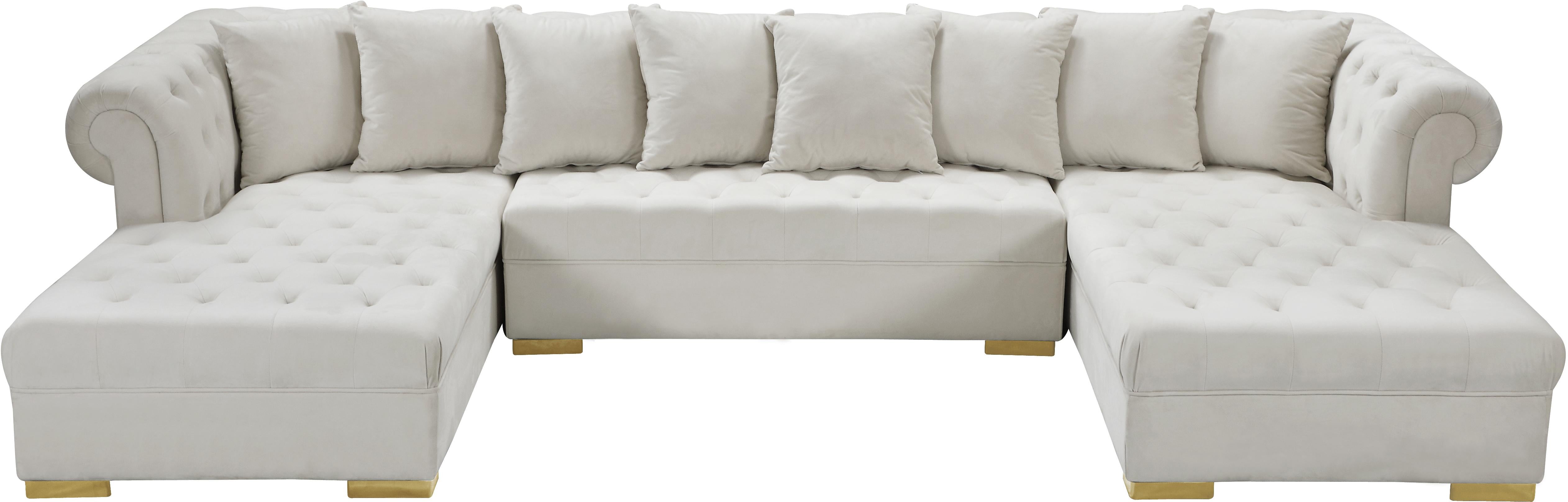 Presley Cream Velvet 3pc. Sectional - Luxury Home Furniture (MI)