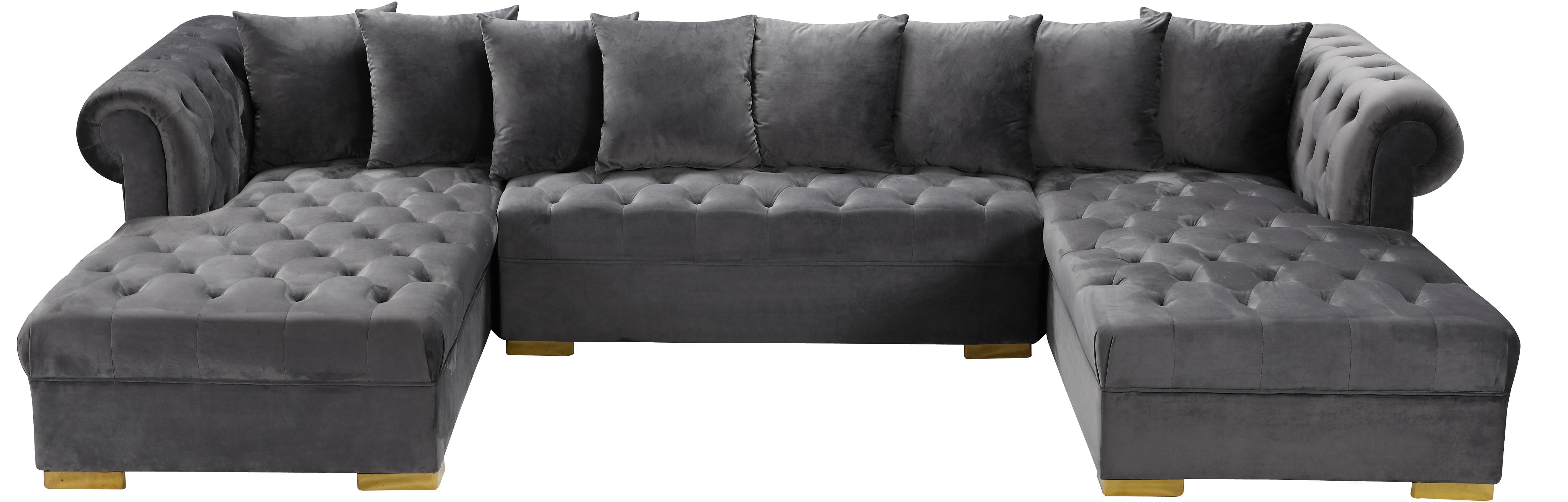 Presley Grey Velvet 3pc. Sectional - Luxury Home Furniture (MI)