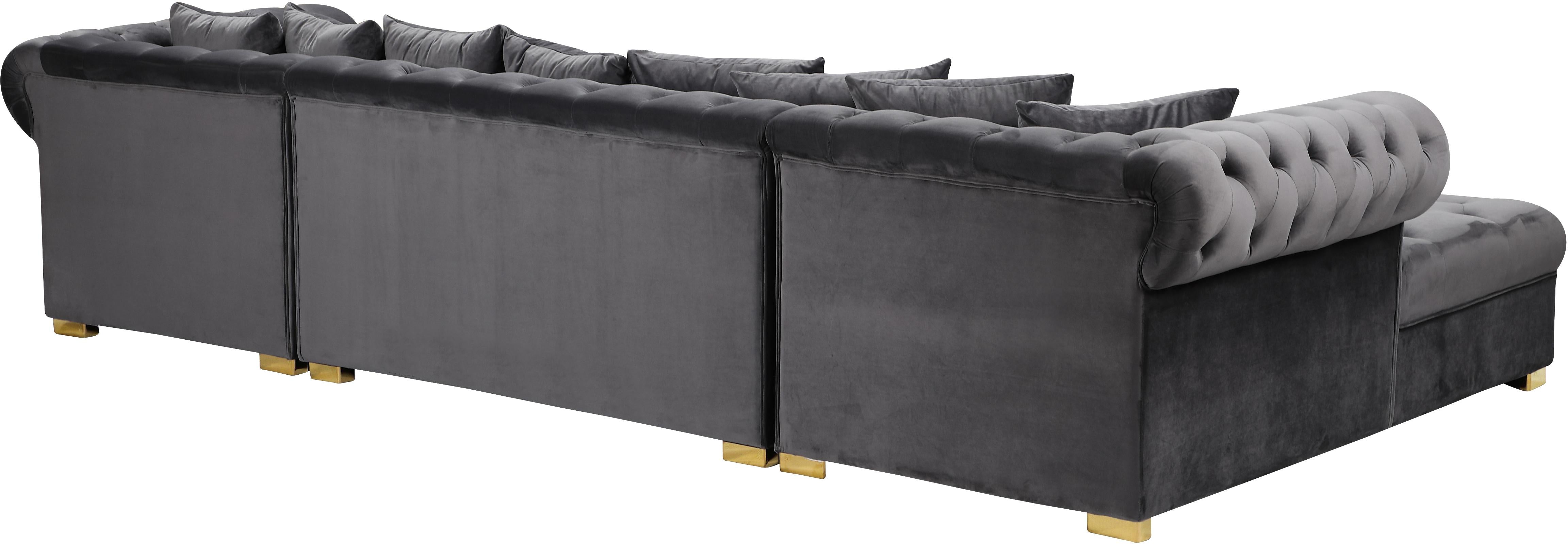 Presley Grey Velvet 3pc. Sectional - Luxury Home Furniture (MI)
