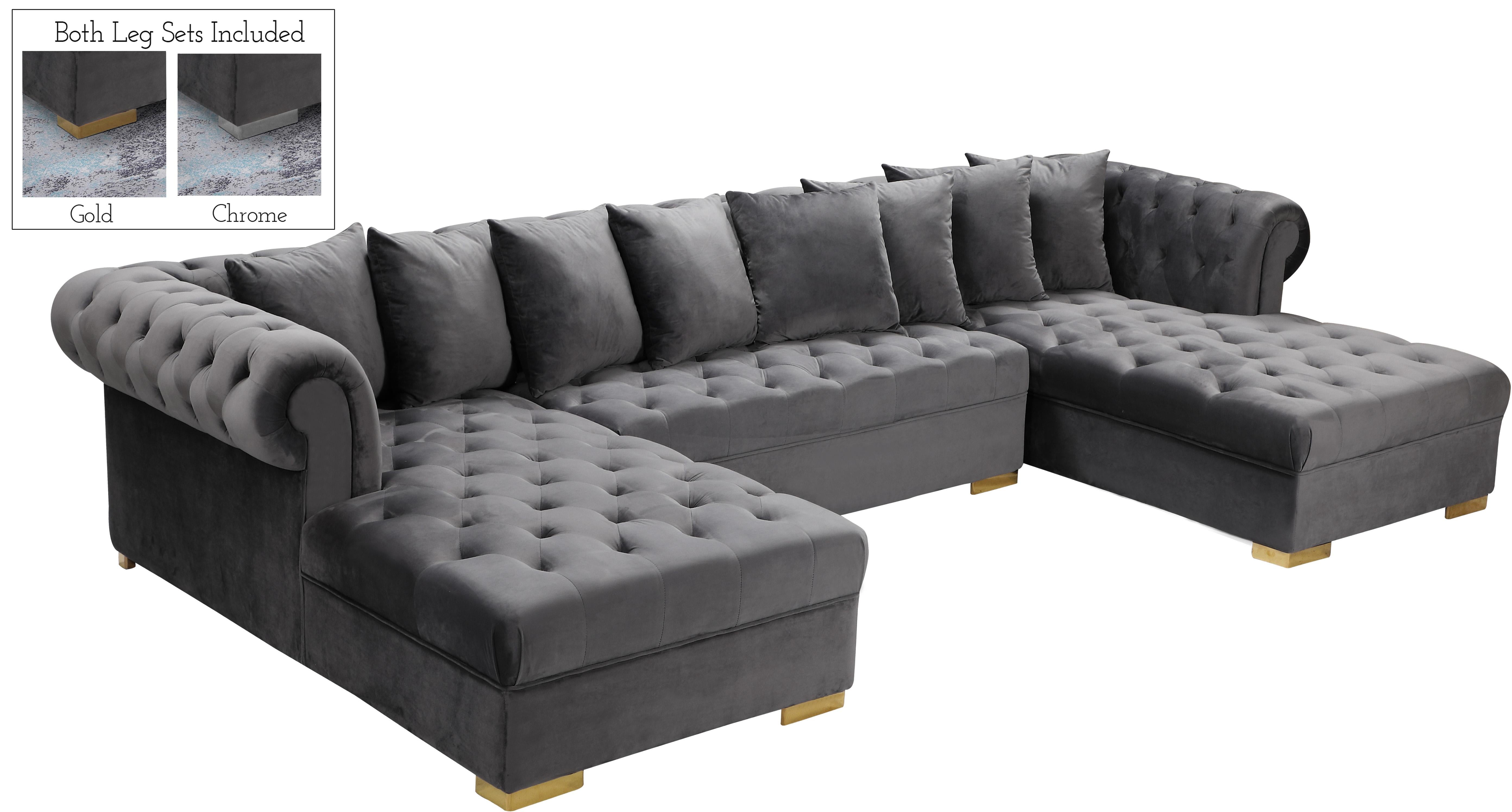 Presley Grey Velvet 3pc. Sectional - Luxury Home Furniture (MI)