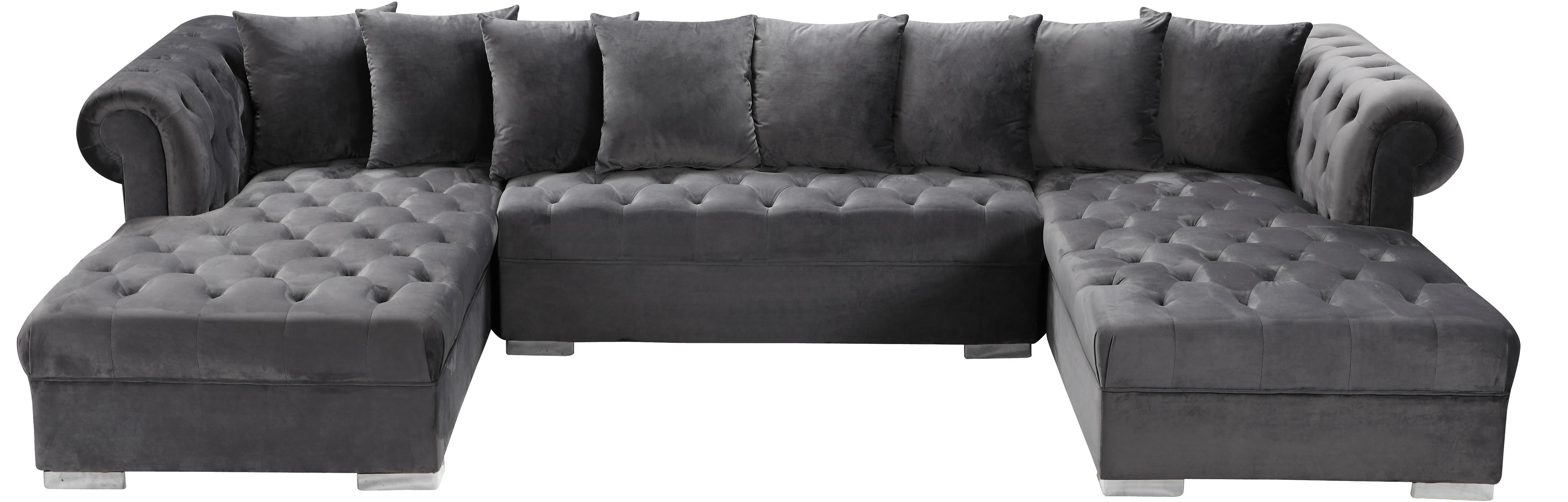 Presley Grey Velvet 3pc. Sectional - Luxury Home Furniture (MI)