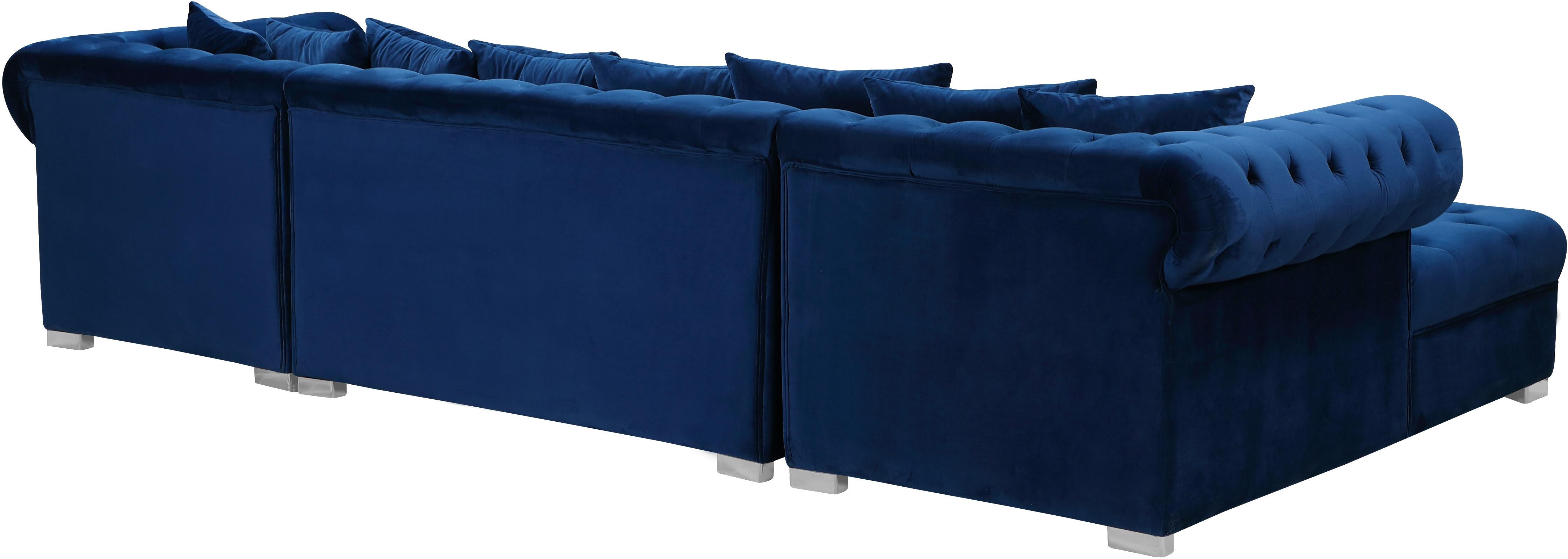 Presley Navy Velvet 3pc. Sectional - Luxury Home Furniture (MI)
