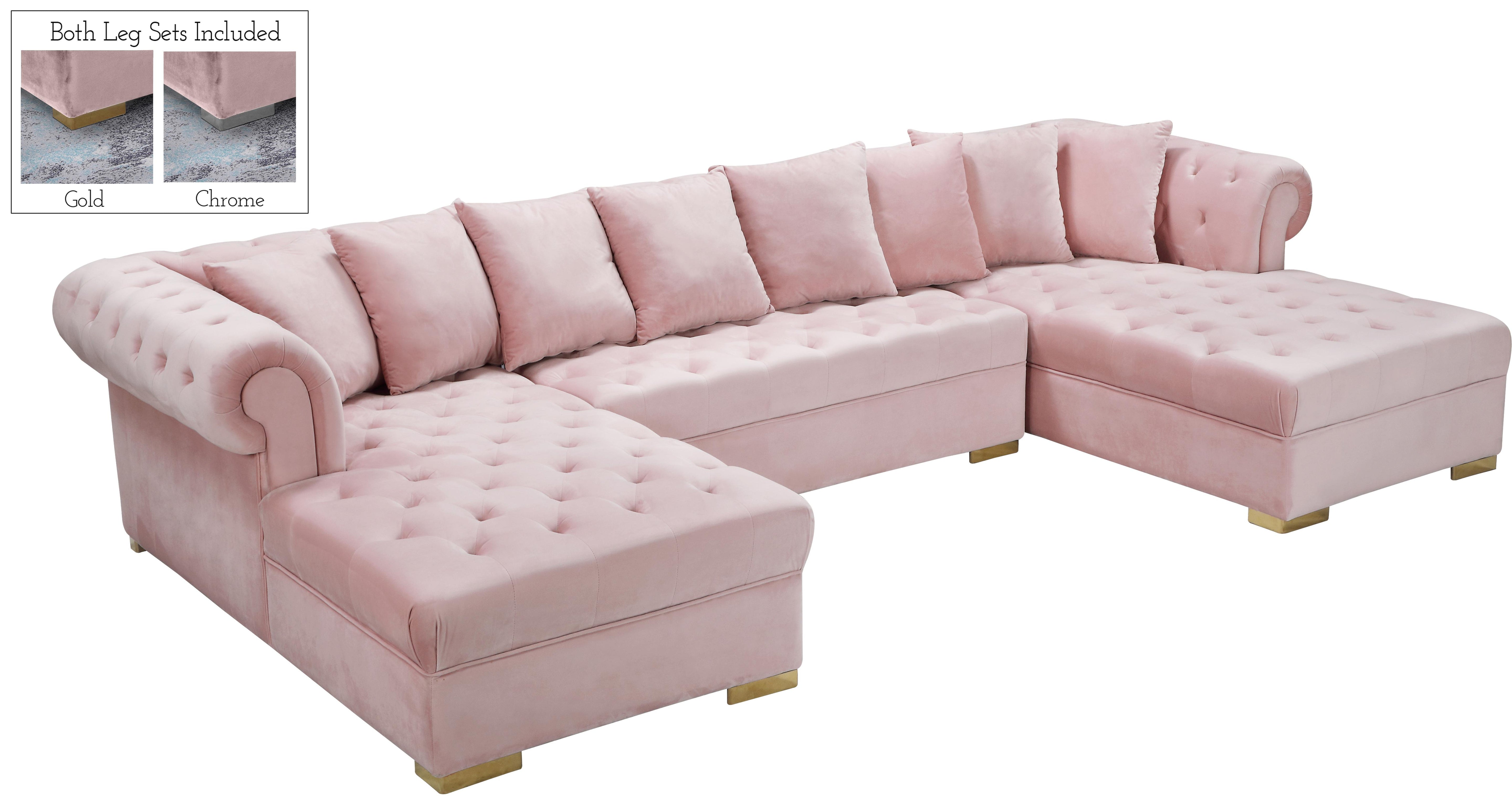 Presley Pink Velvet 3pc. Sectional - Luxury Home Furniture (MI)
