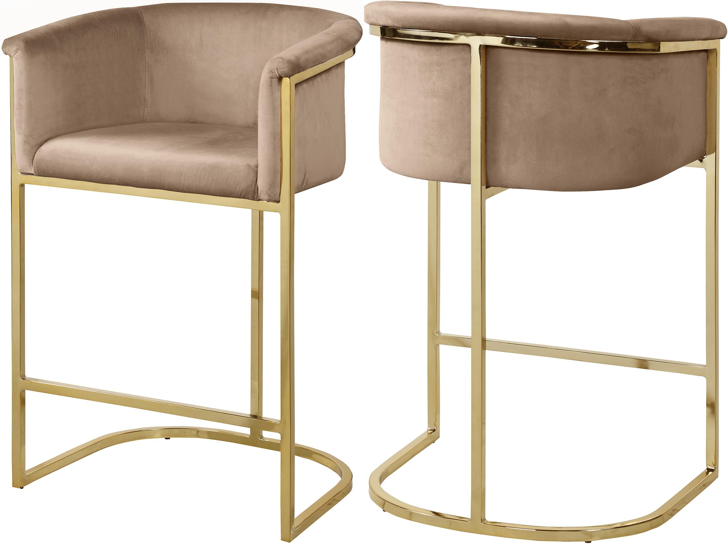 Donatella Beige Velvet Stool - Luxury Home Furniture (MI)