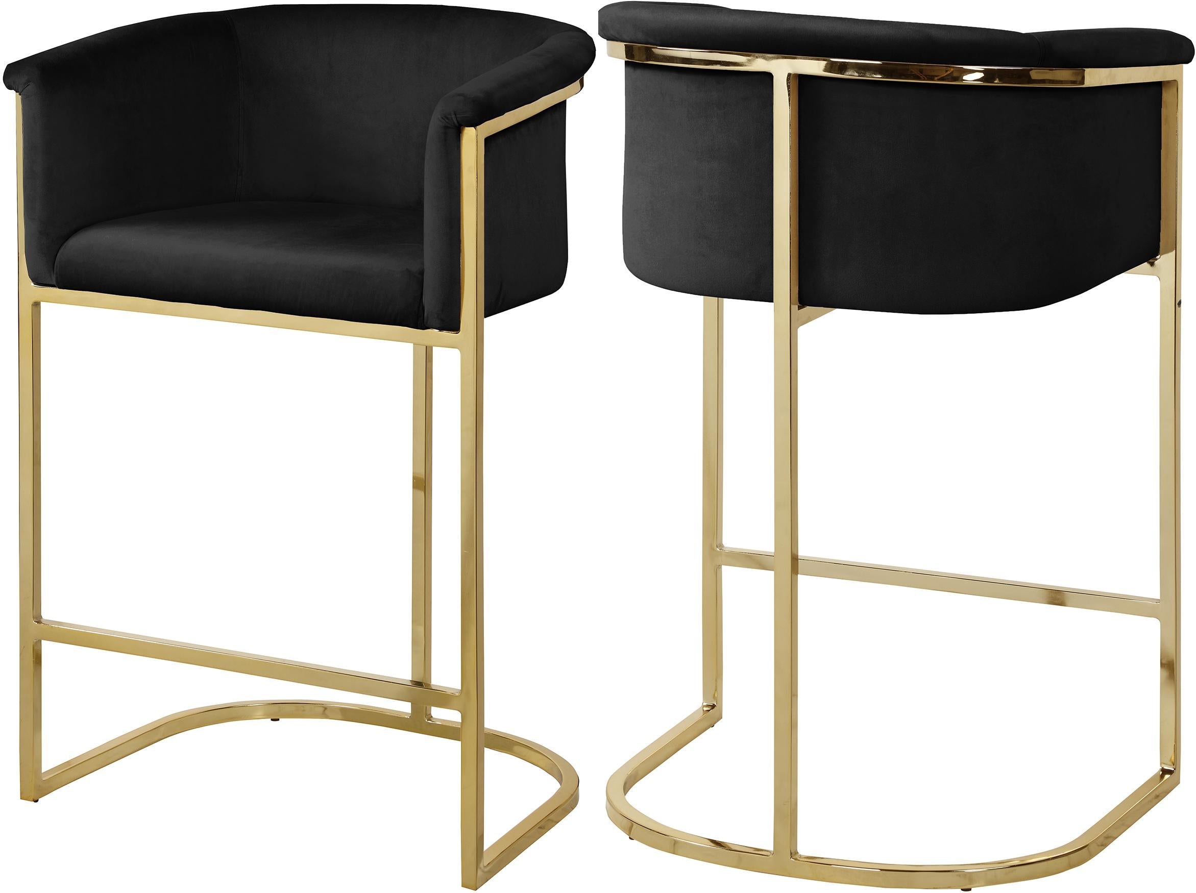 Donatella Black Velvet Stool - Luxury Home Furniture (MI)