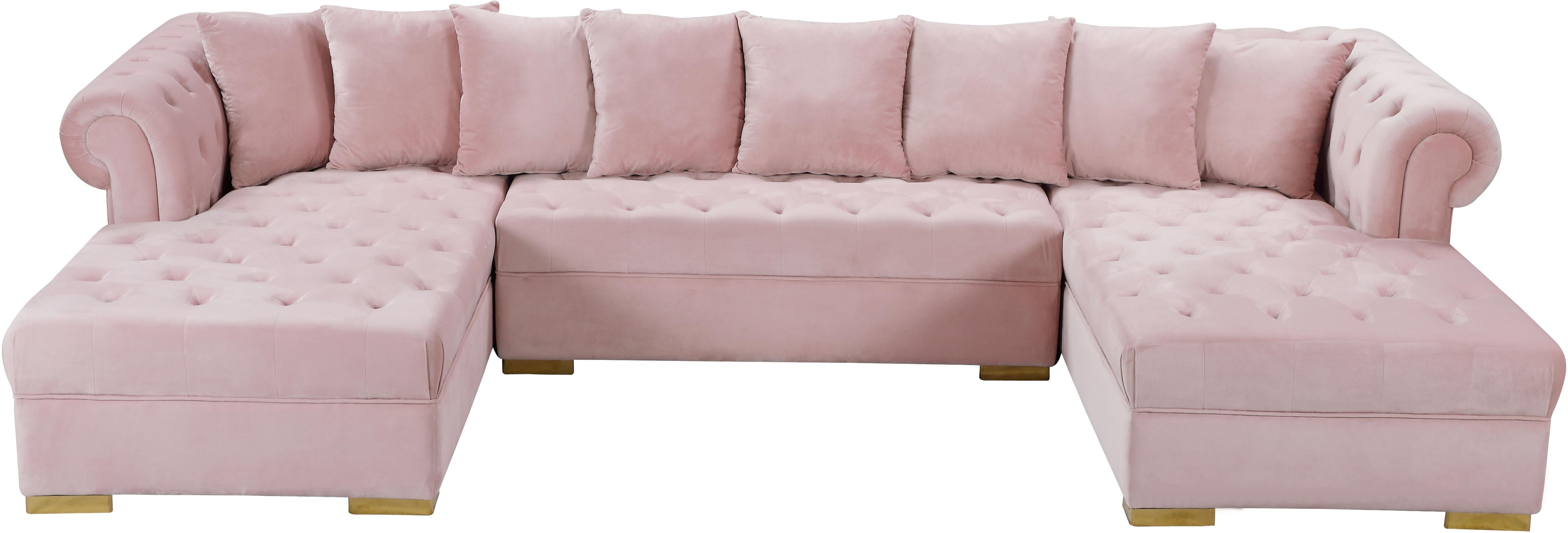 Presley Pink Velvet 3pc. Sectional - Luxury Home Furniture (MI)