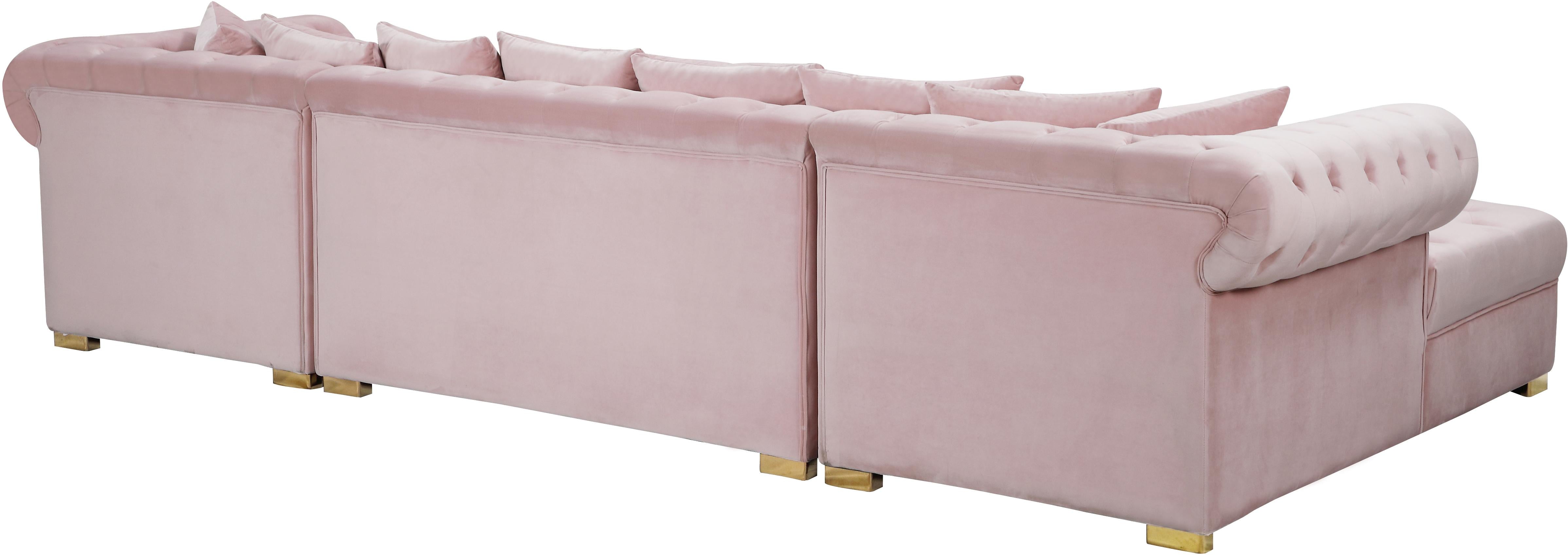Presley Pink Velvet 3pc. Sectional - Luxury Home Furniture (MI)