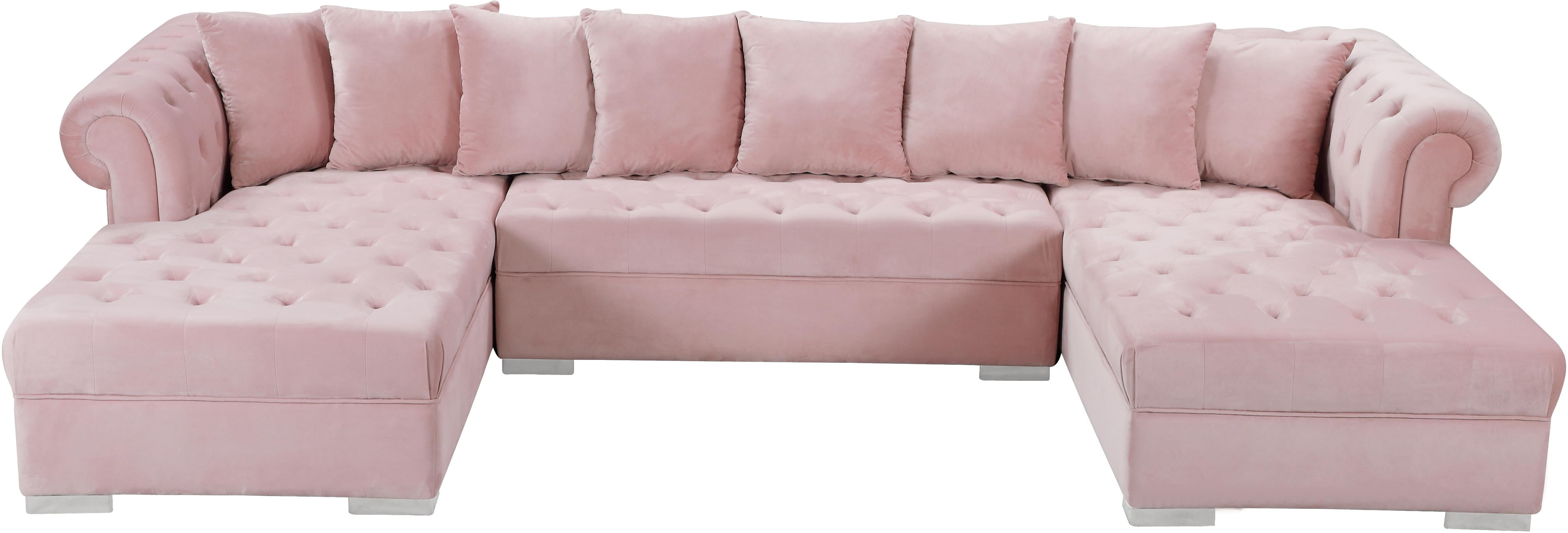 Presley Pink Velvet 3pc. Sectional - Luxury Home Furniture (MI)