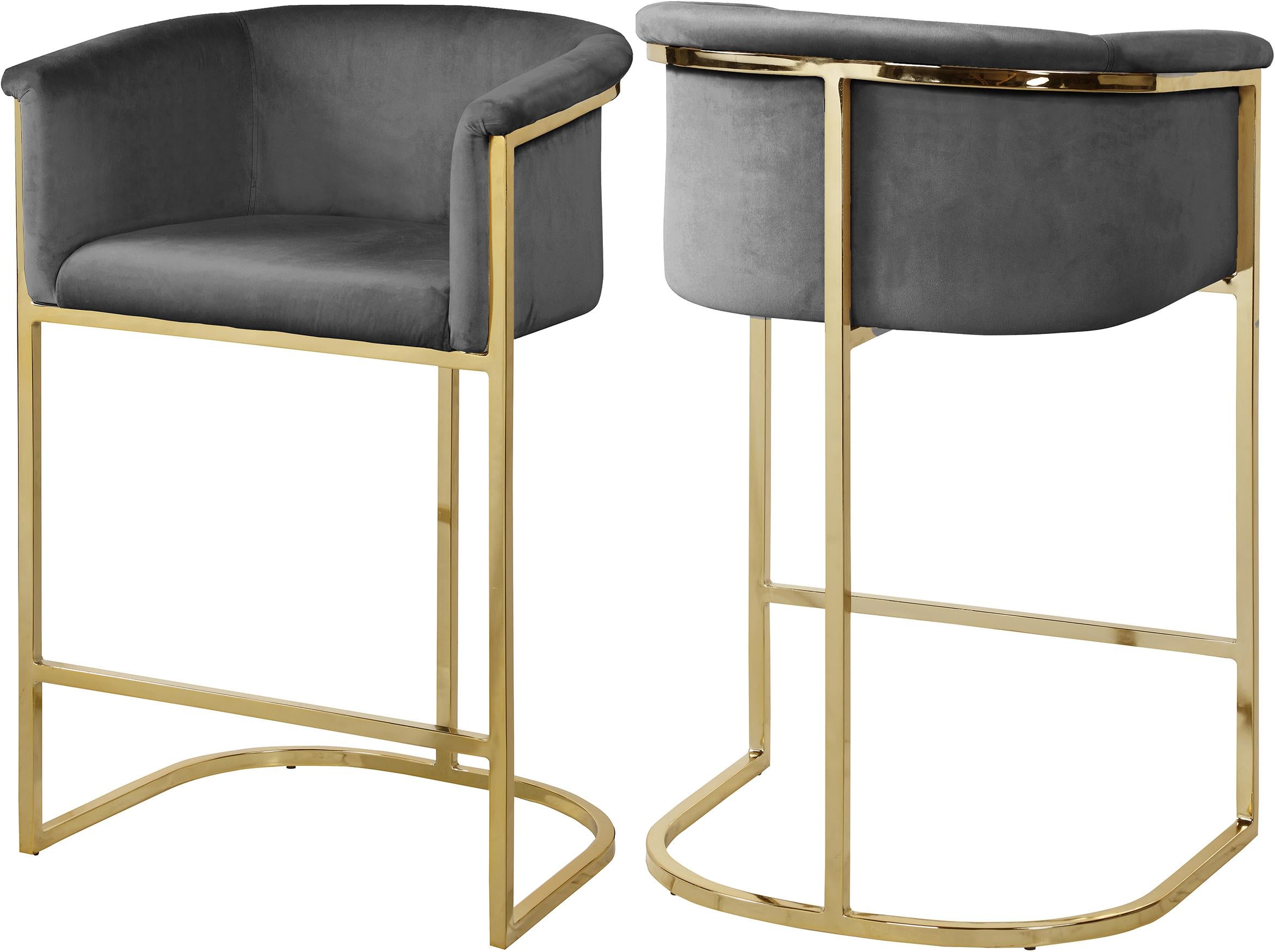 Donatella Grey Velvet Stool - Luxury Home Furniture (MI)