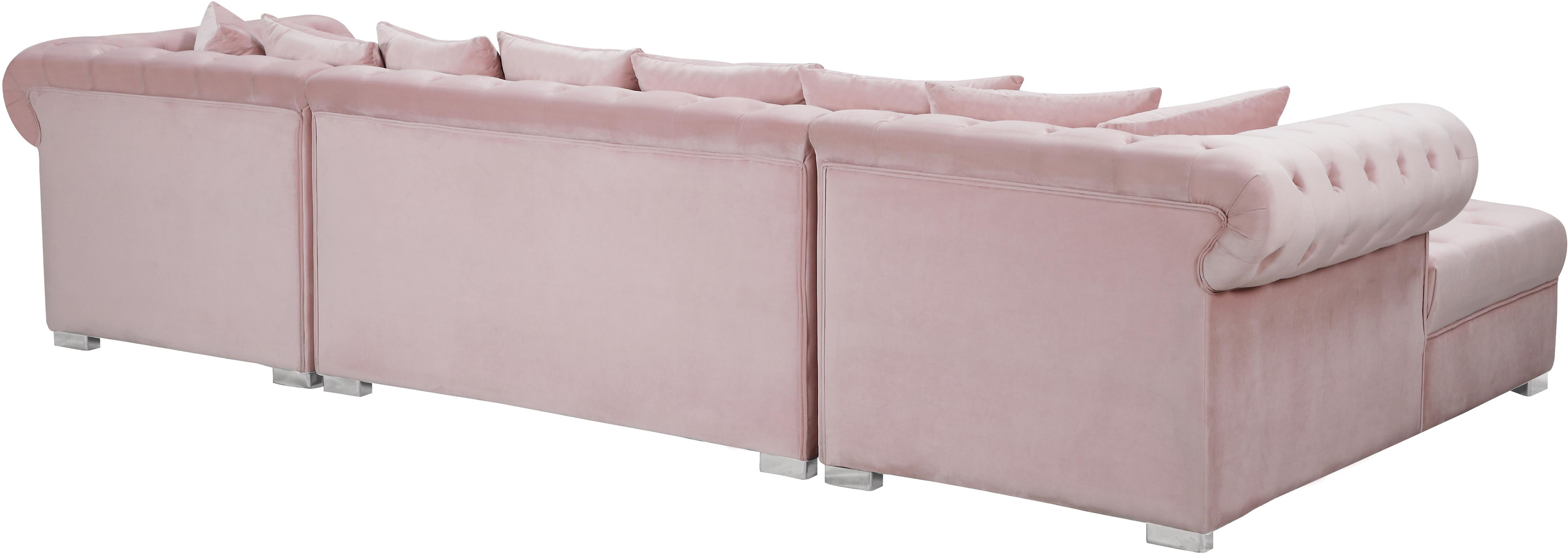 Presley Pink Velvet 3pc. Sectional - Luxury Home Furniture (MI)