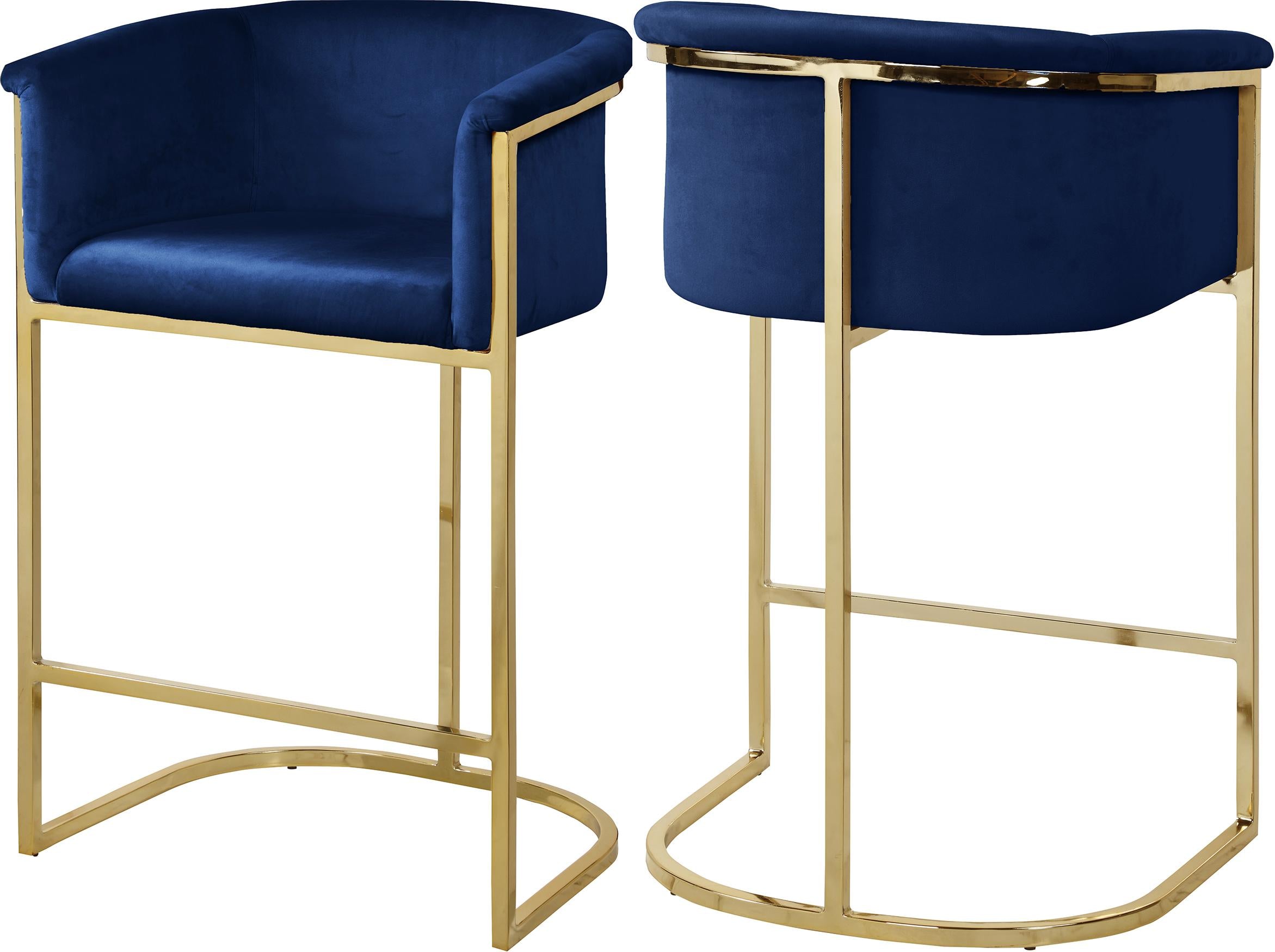 Donatella Navy Velvet Stool - Luxury Home Furniture (MI)