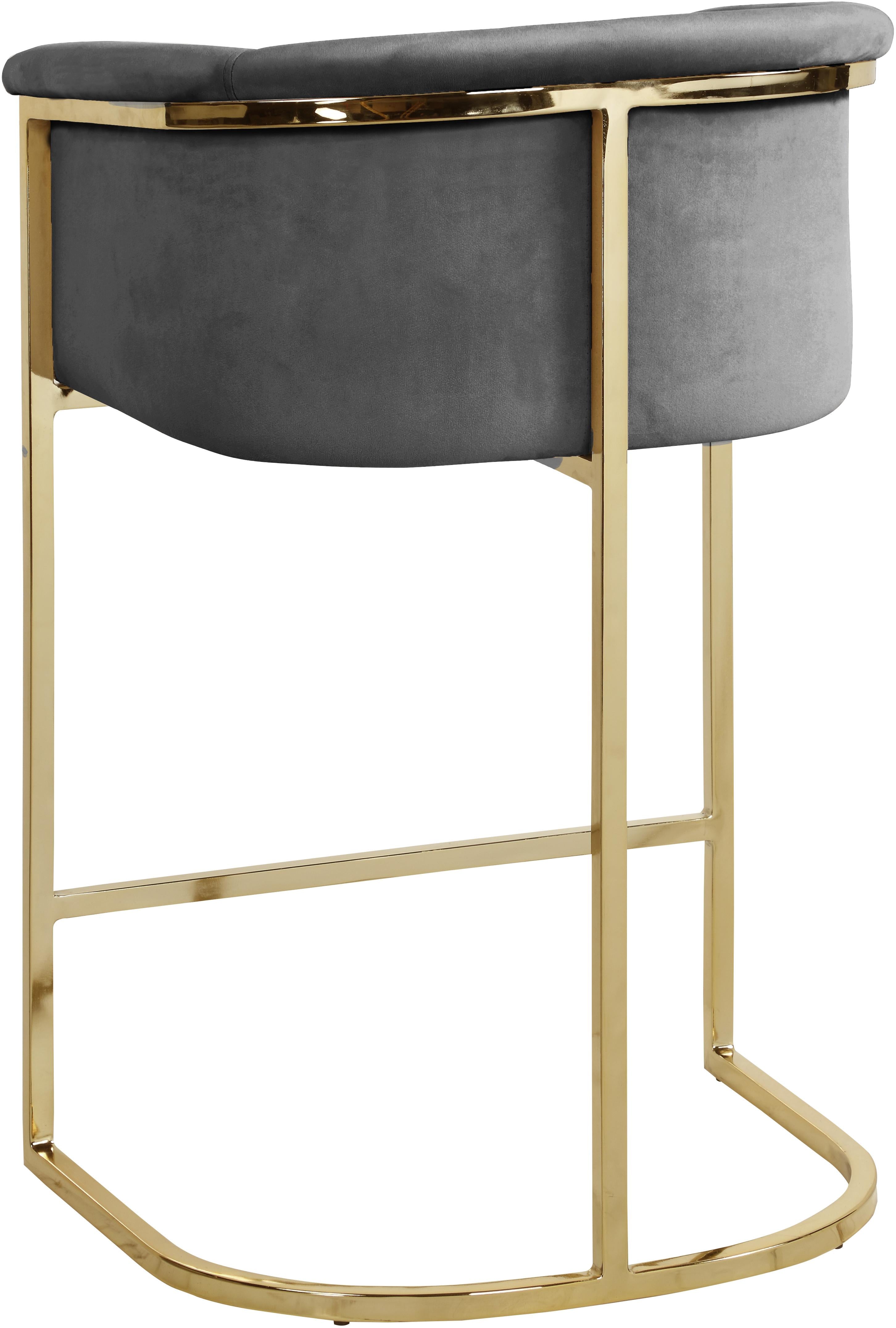 Donatella Grey Velvet Stool - Luxury Home Furniture (MI)