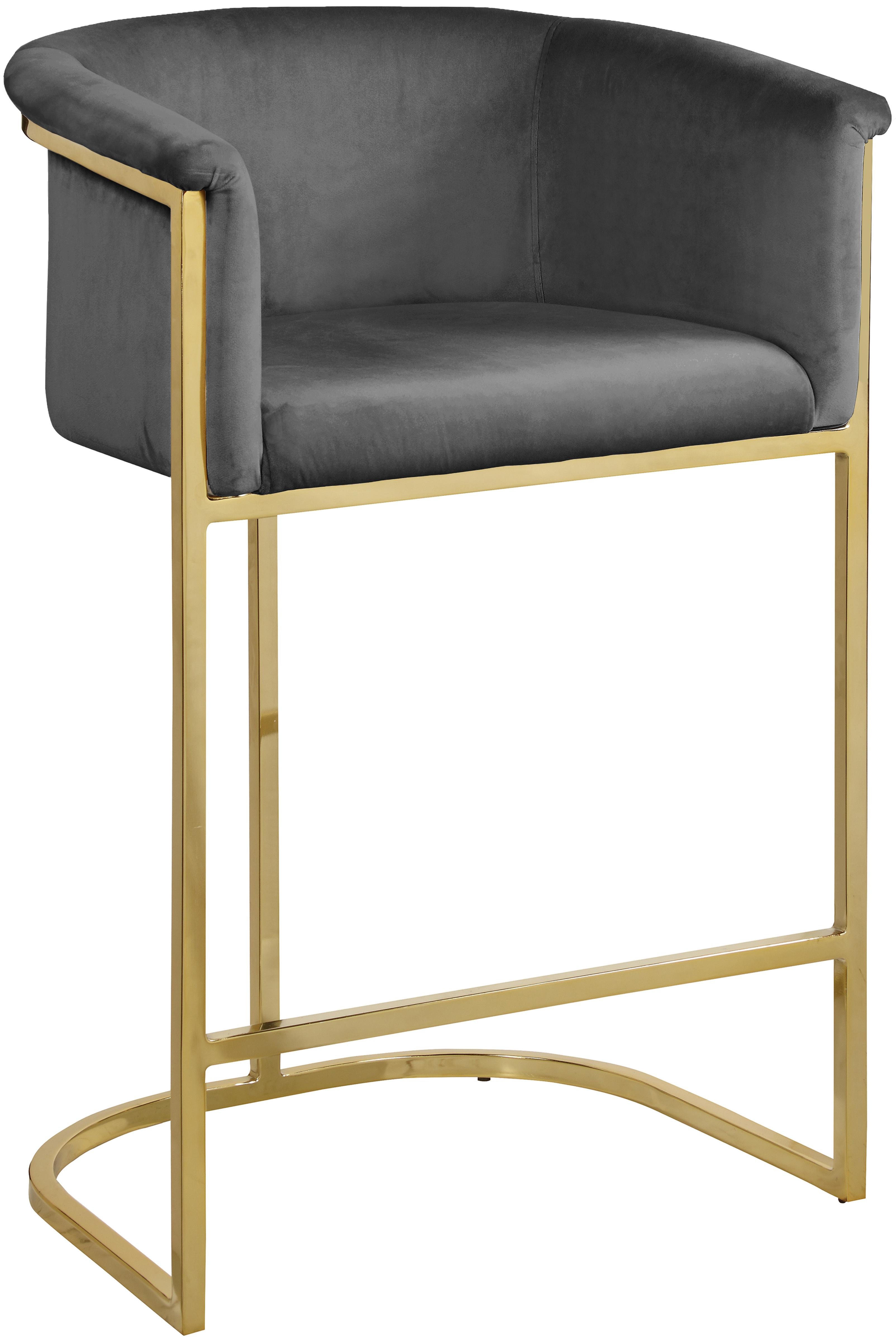 Donatella Grey Velvet Stool - Luxury Home Furniture (MI)