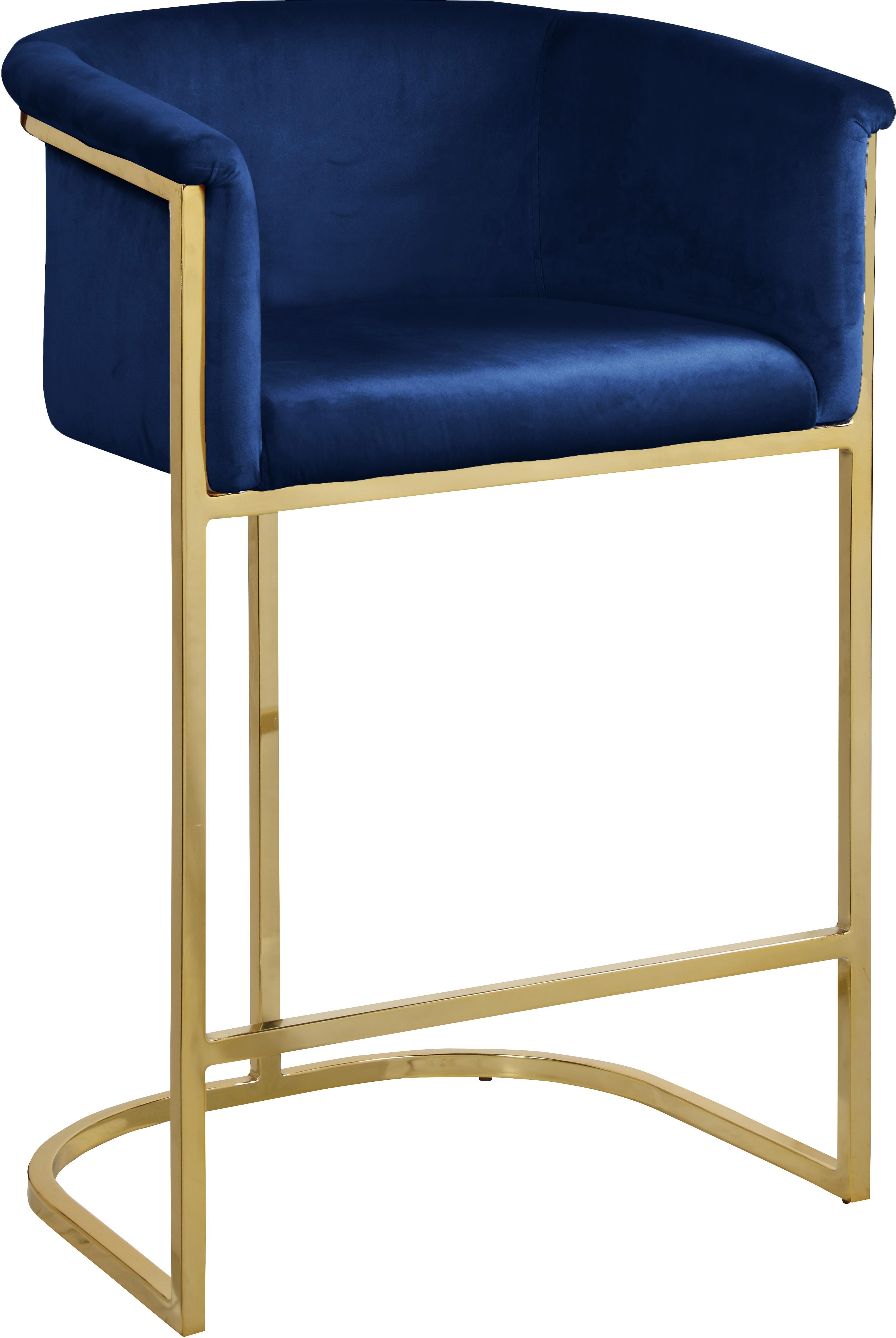 Donatella Navy Velvet Stool - Luxury Home Furniture (MI)