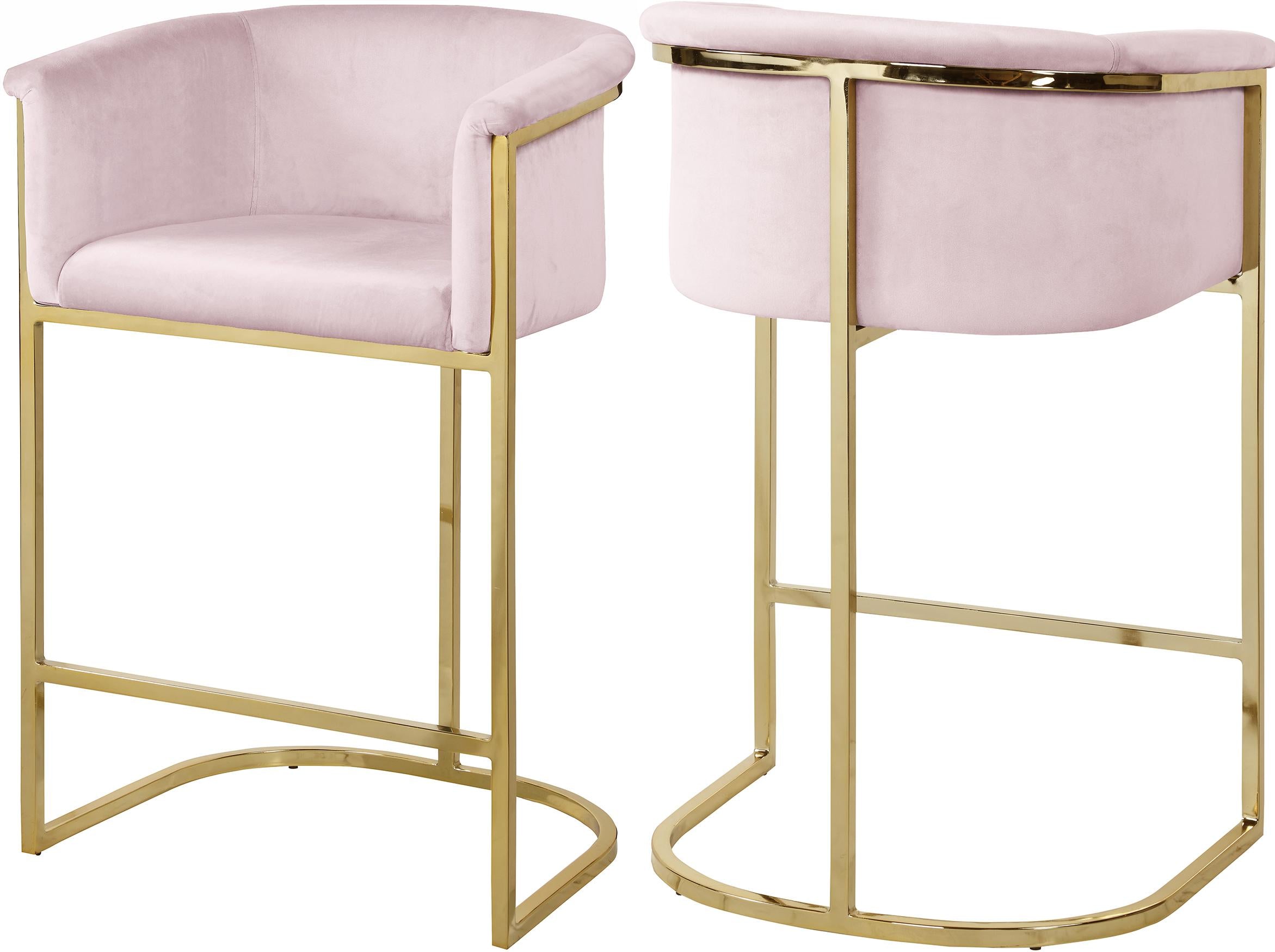 Donatella Pink Velvet Stool - Luxury Home Furniture (MI)