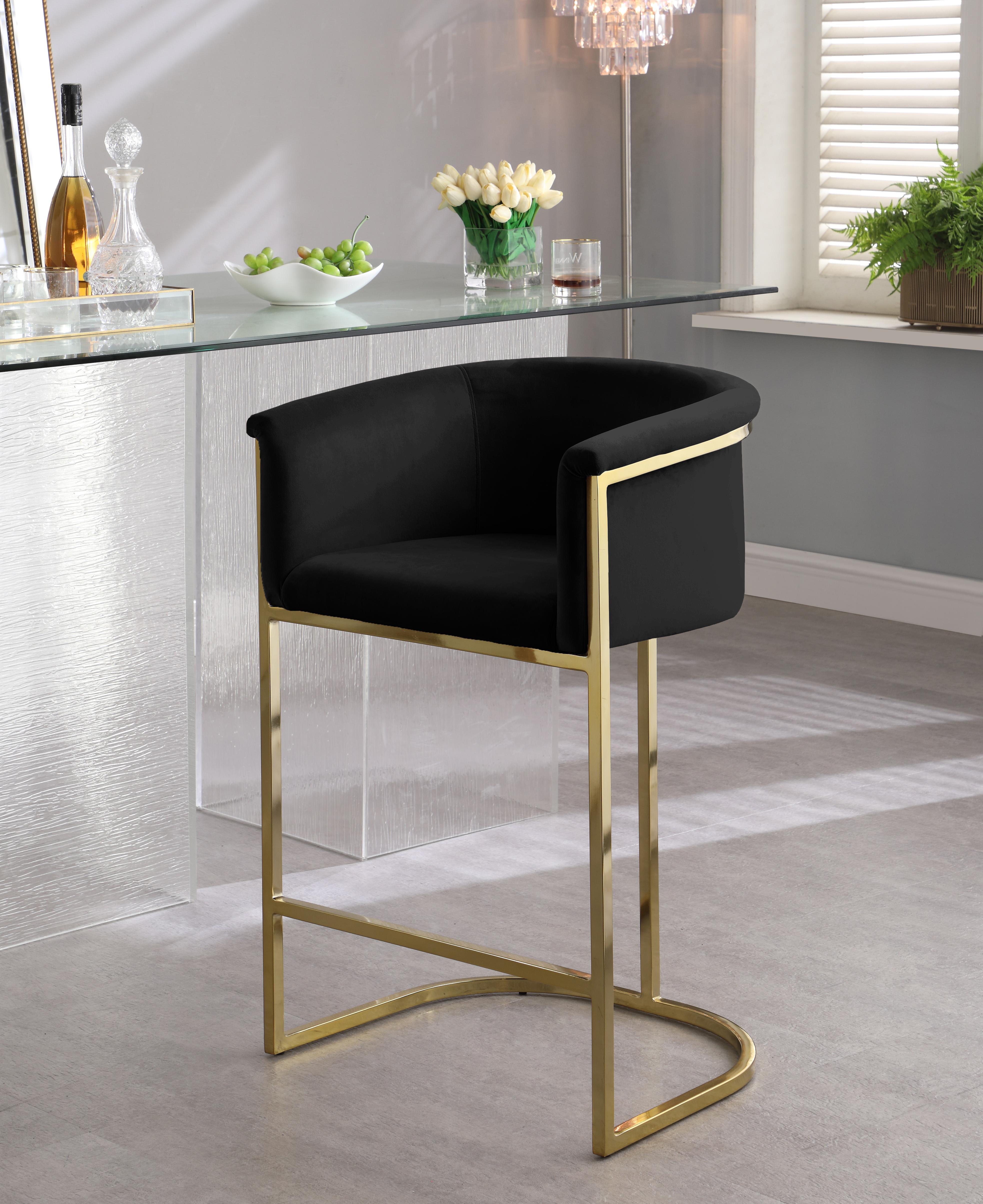 Donatella Black Velvet Stool - Luxury Home Furniture (MI)