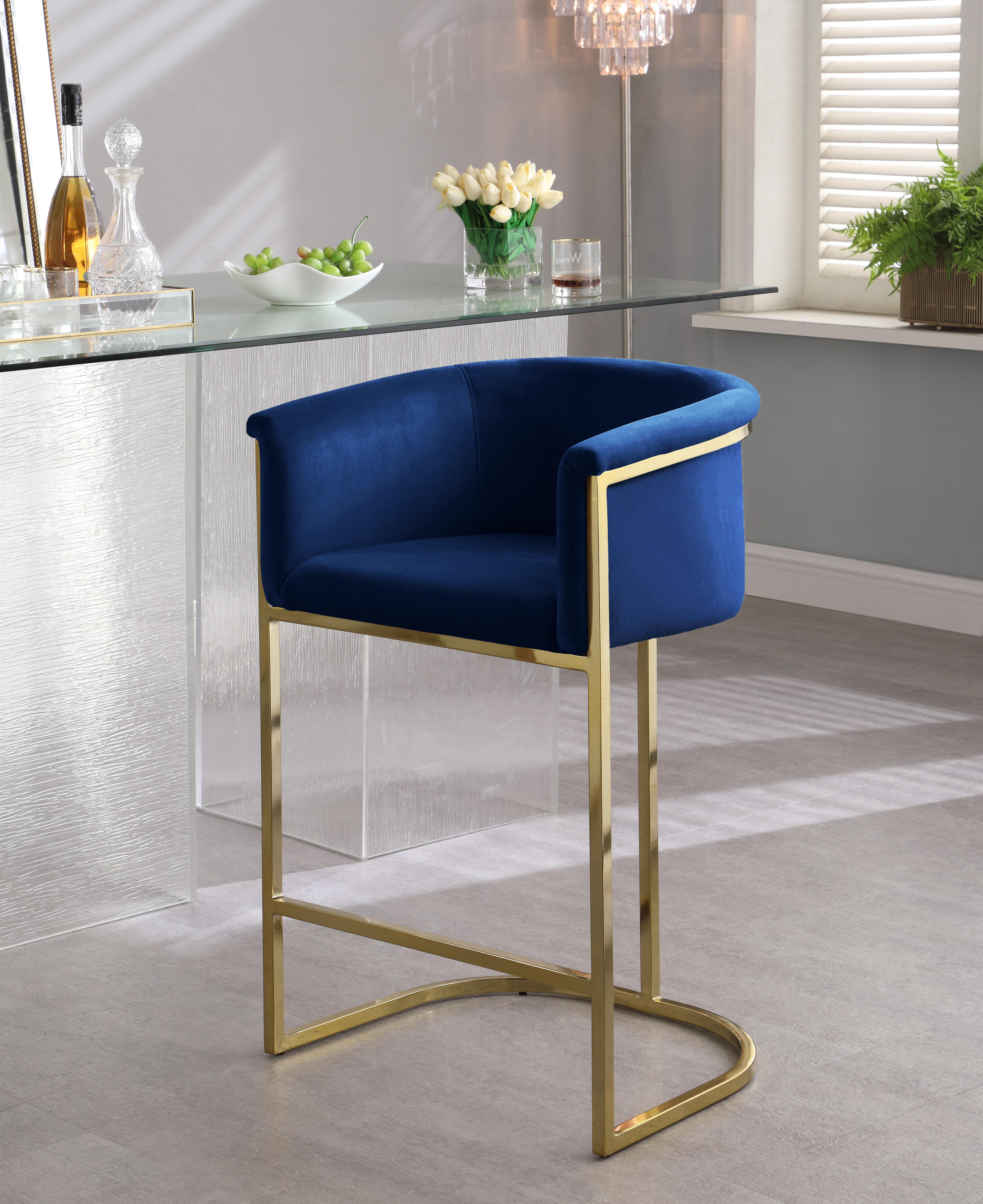 Donatella Navy Velvet Stool - Luxury Home Furniture (MI)