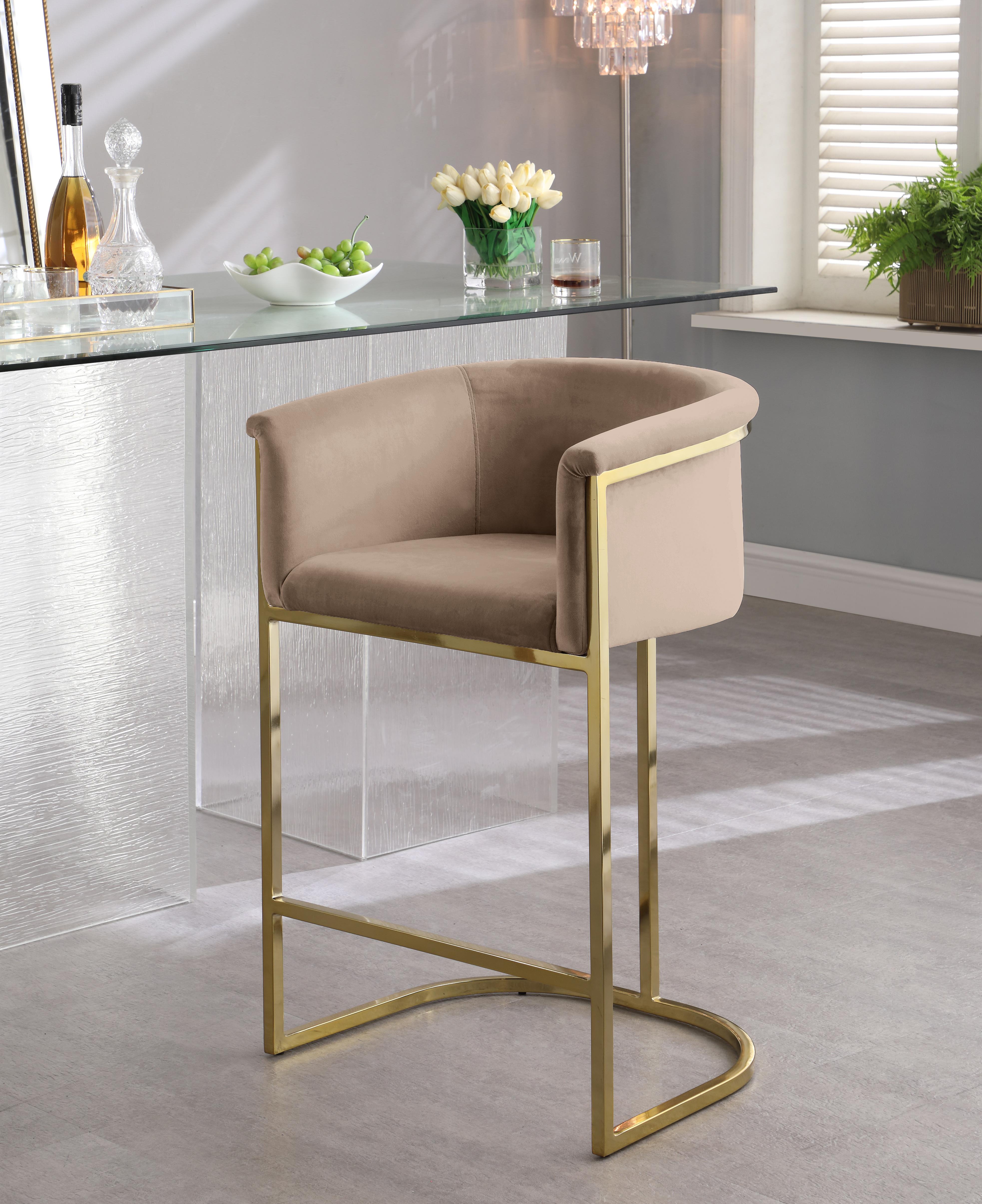 Donatella Beige Velvet Stool - Luxury Home Furniture (MI)