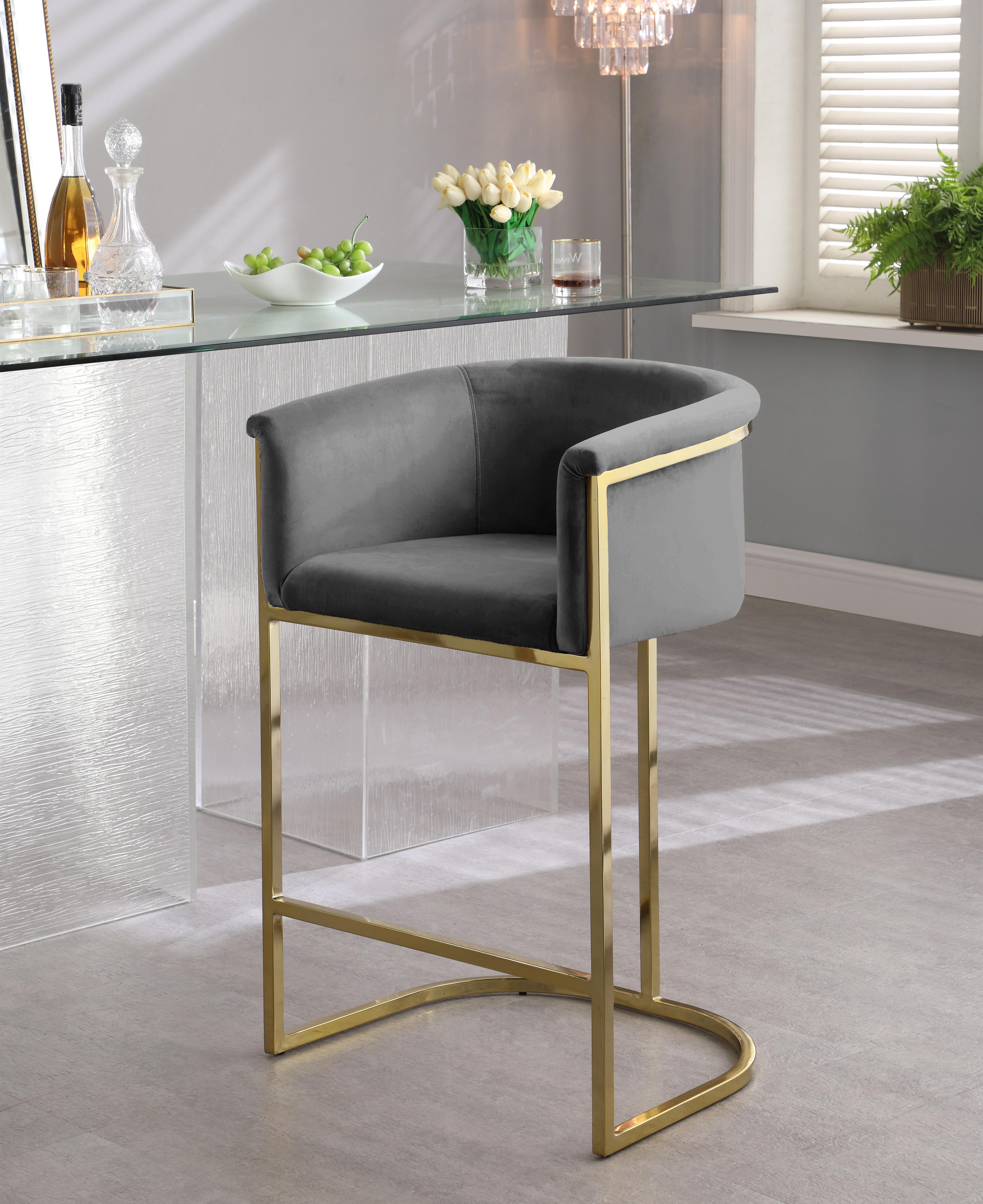 Donatella Grey Velvet Stool - Luxury Home Furniture (MI)