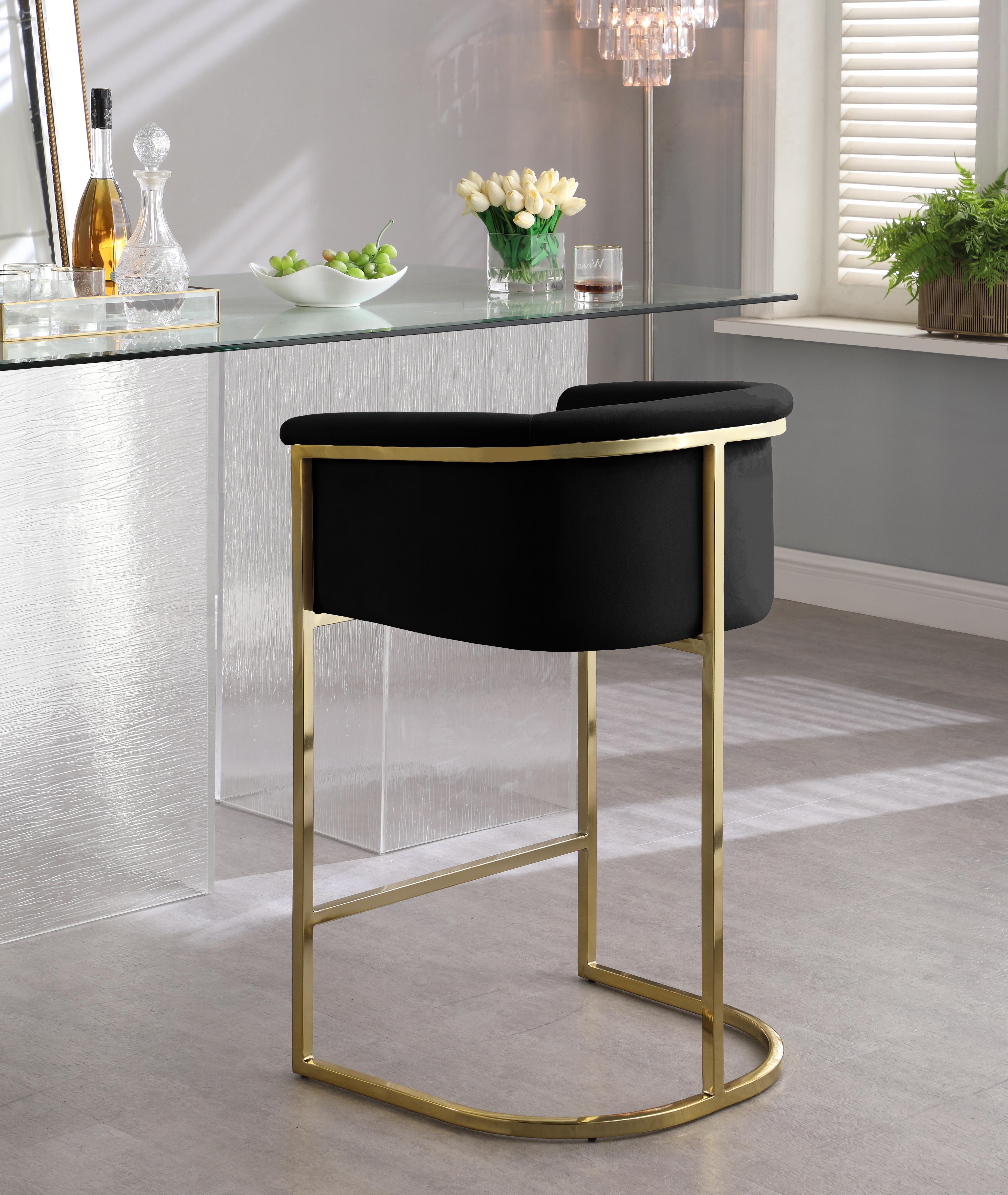 Donatella Black Velvet Stool - Luxury Home Furniture (MI)