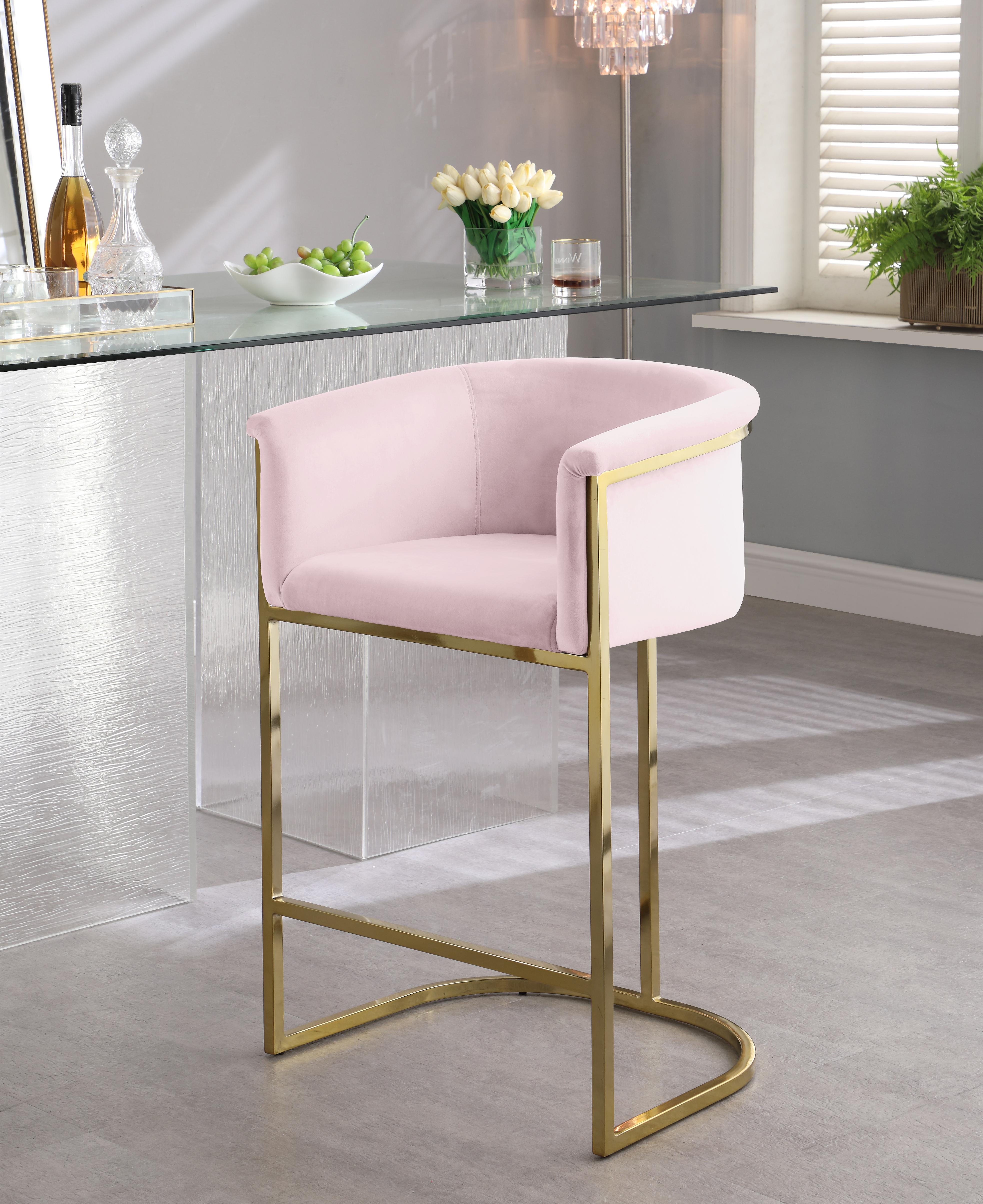 Donatella Pink Velvet Stool - Luxury Home Furniture (MI)