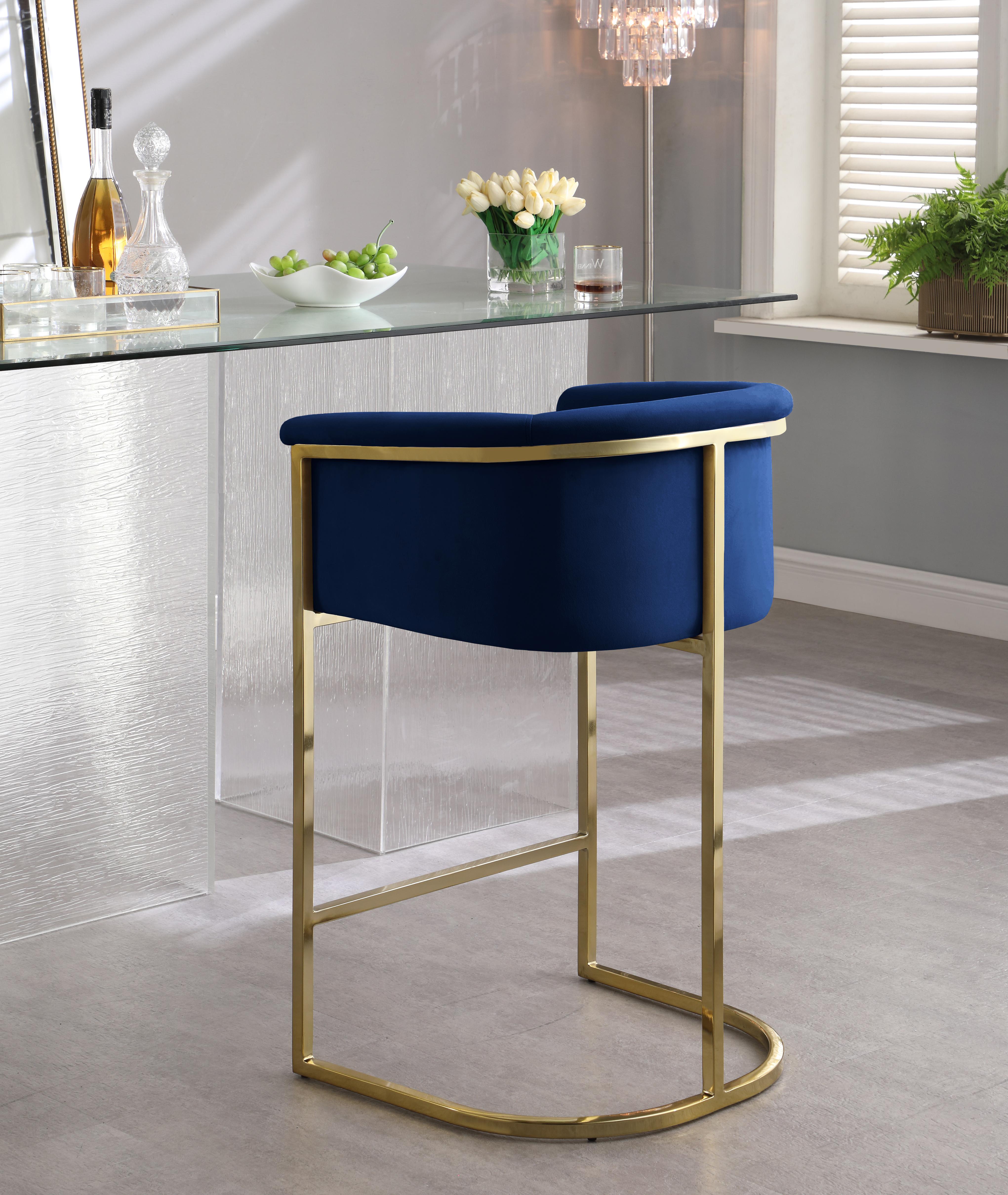 Donatella Navy Velvet Stool - Luxury Home Furniture (MI)