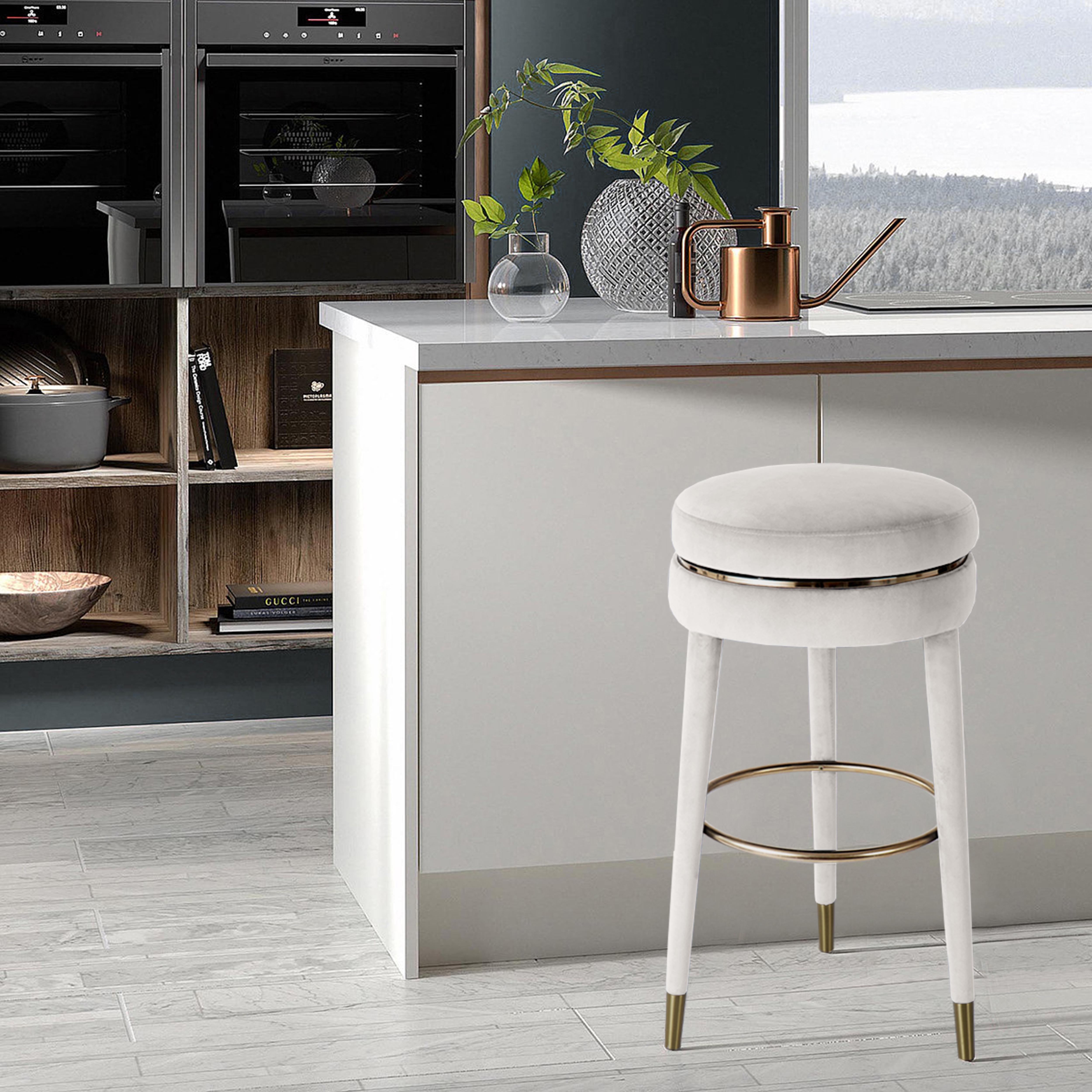 Coral Cream Velvet Counter Stool - Luxury Home Furniture (MI)