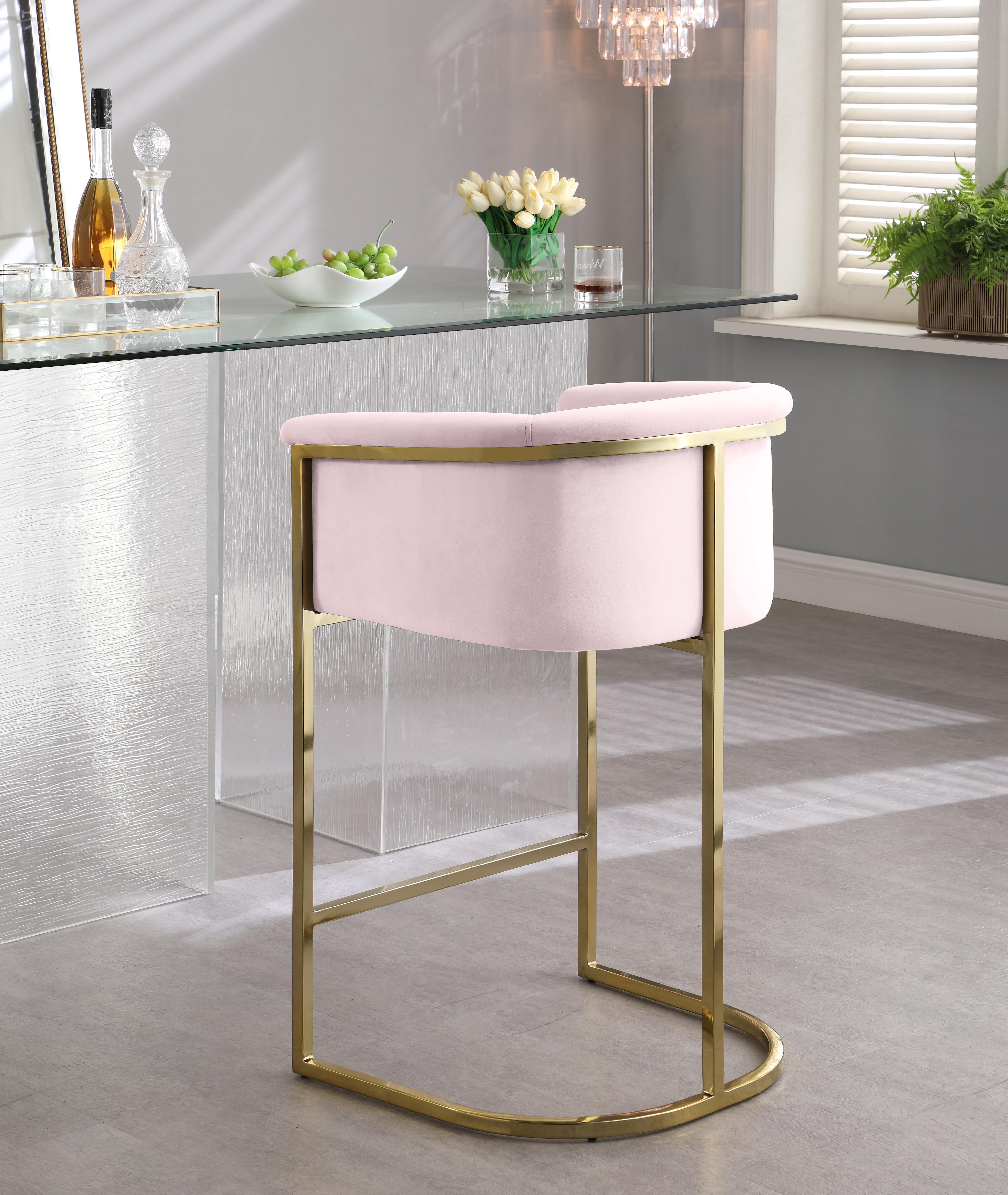 Donatella Pink Velvet Stool - Luxury Home Furniture (MI)