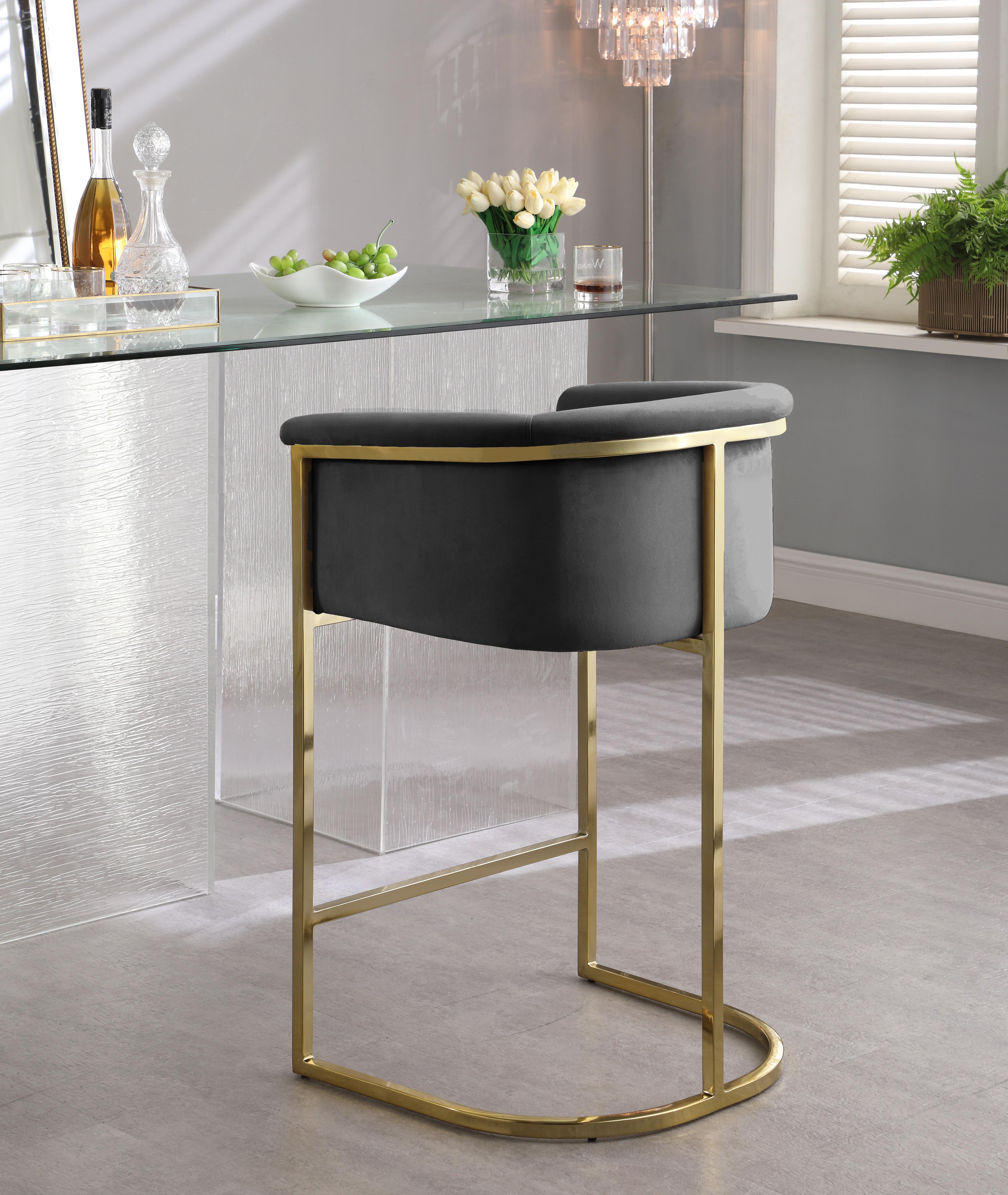 Donatella Grey Velvet Stool - Luxury Home Furniture (MI)