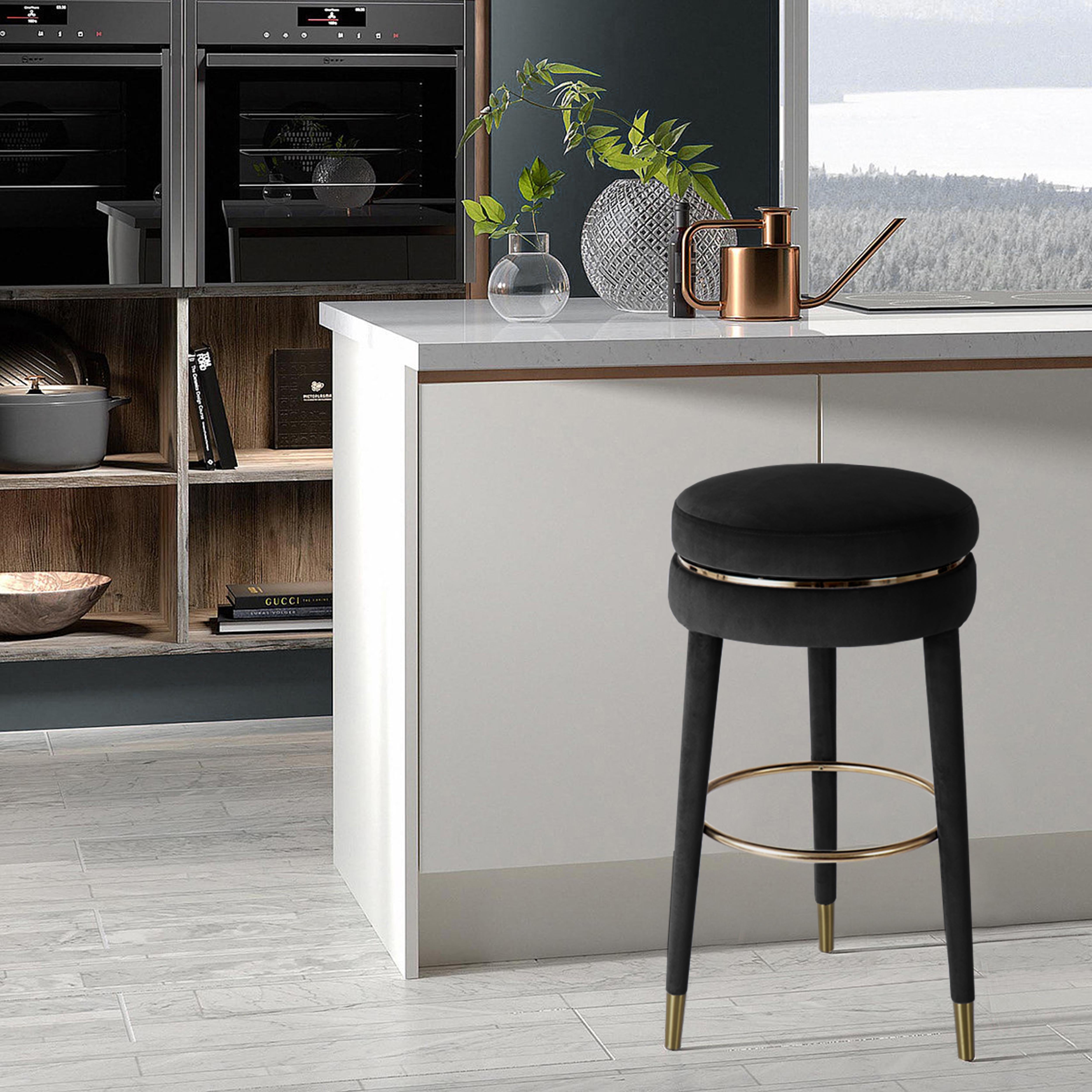 Coral Black Velvet Counter Stool - Luxury Home Furniture (MI)
