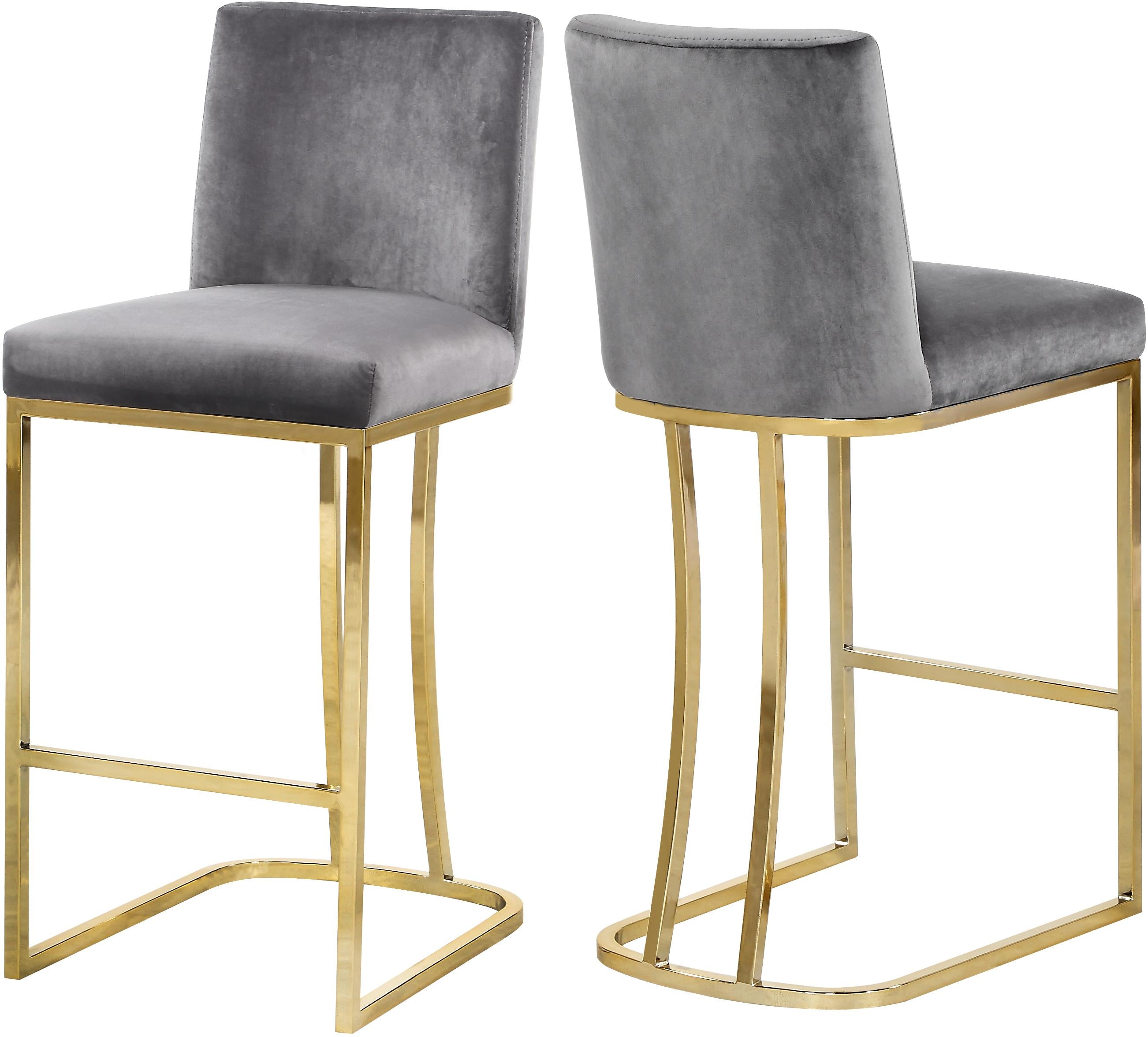 Heidi Grey Velvet Stool - Luxury Home Furniture (MI)