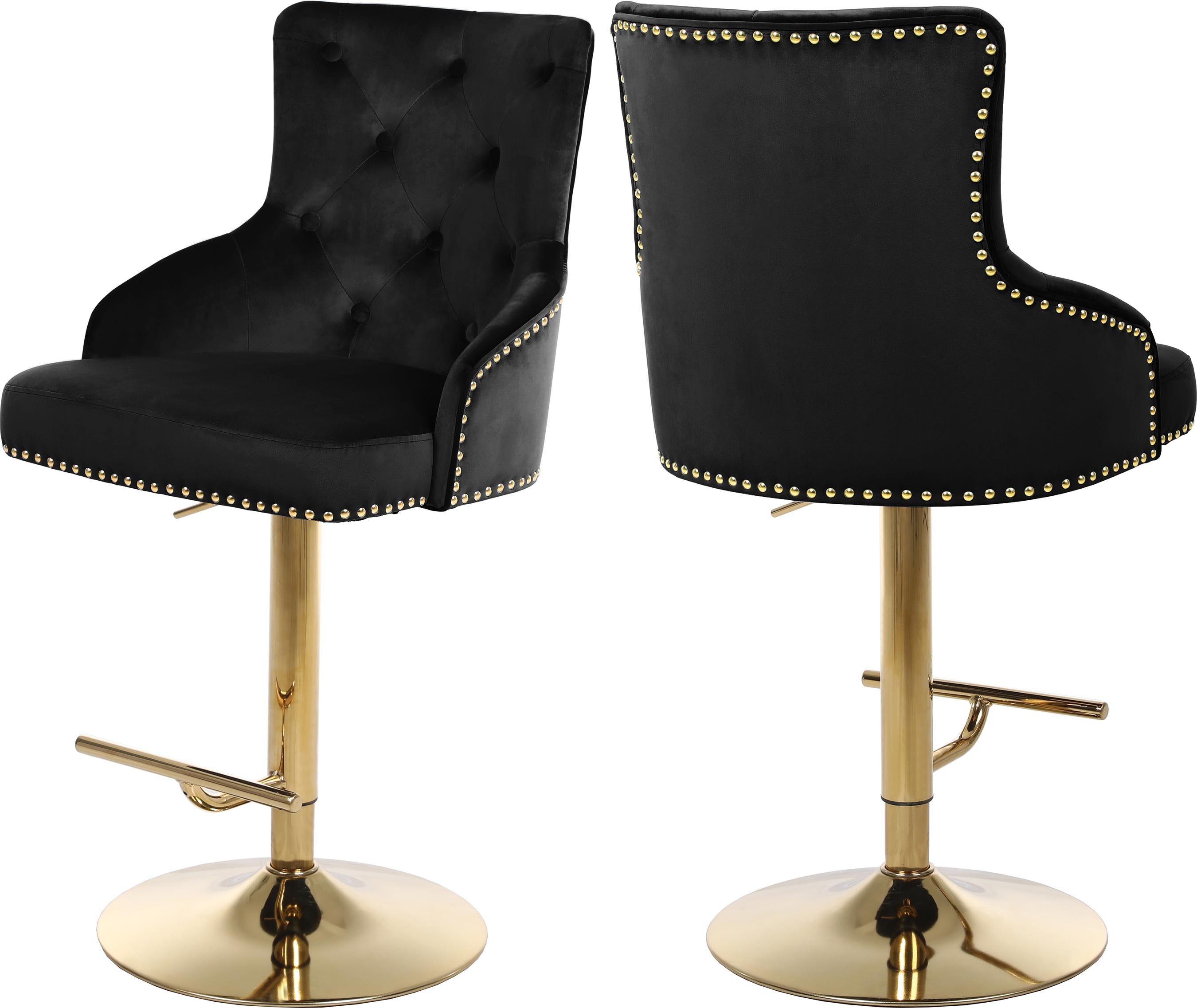 Claude Black Velvet Adjustable Stool - Luxury Home Furniture (MI)