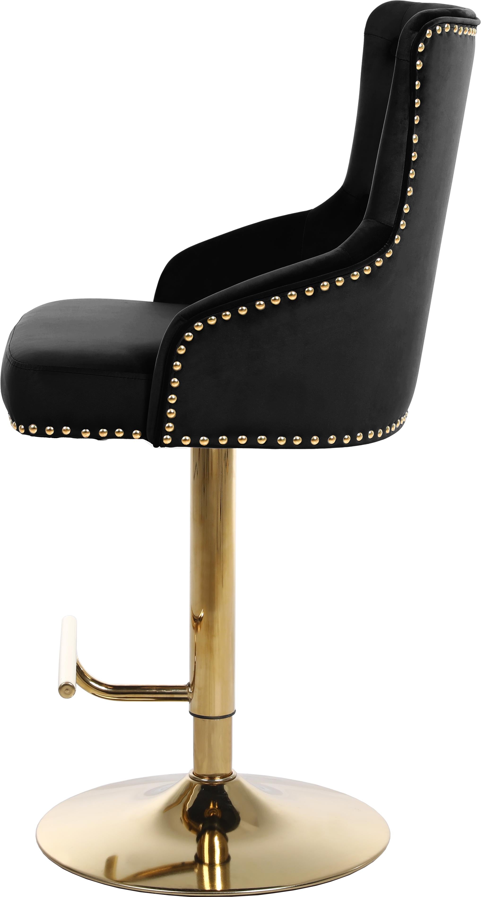 Claude Black Velvet Adjustable Stool - Luxury Home Furniture (MI)