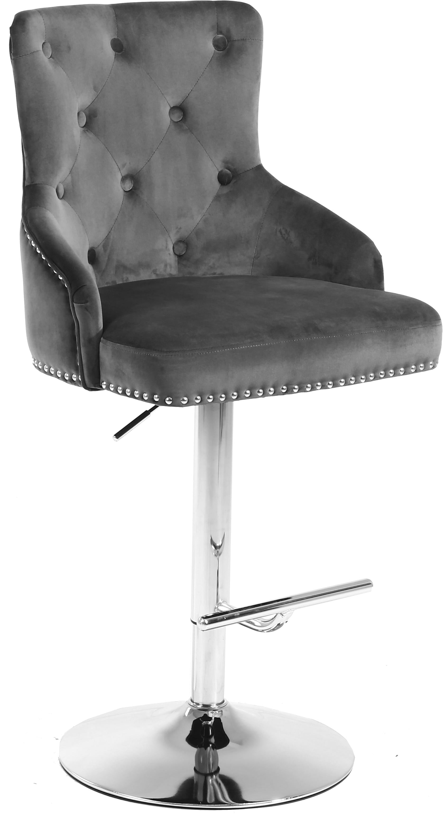 Claude Grey Velvet Adjustable Stool - Luxury Home Furniture (MI)