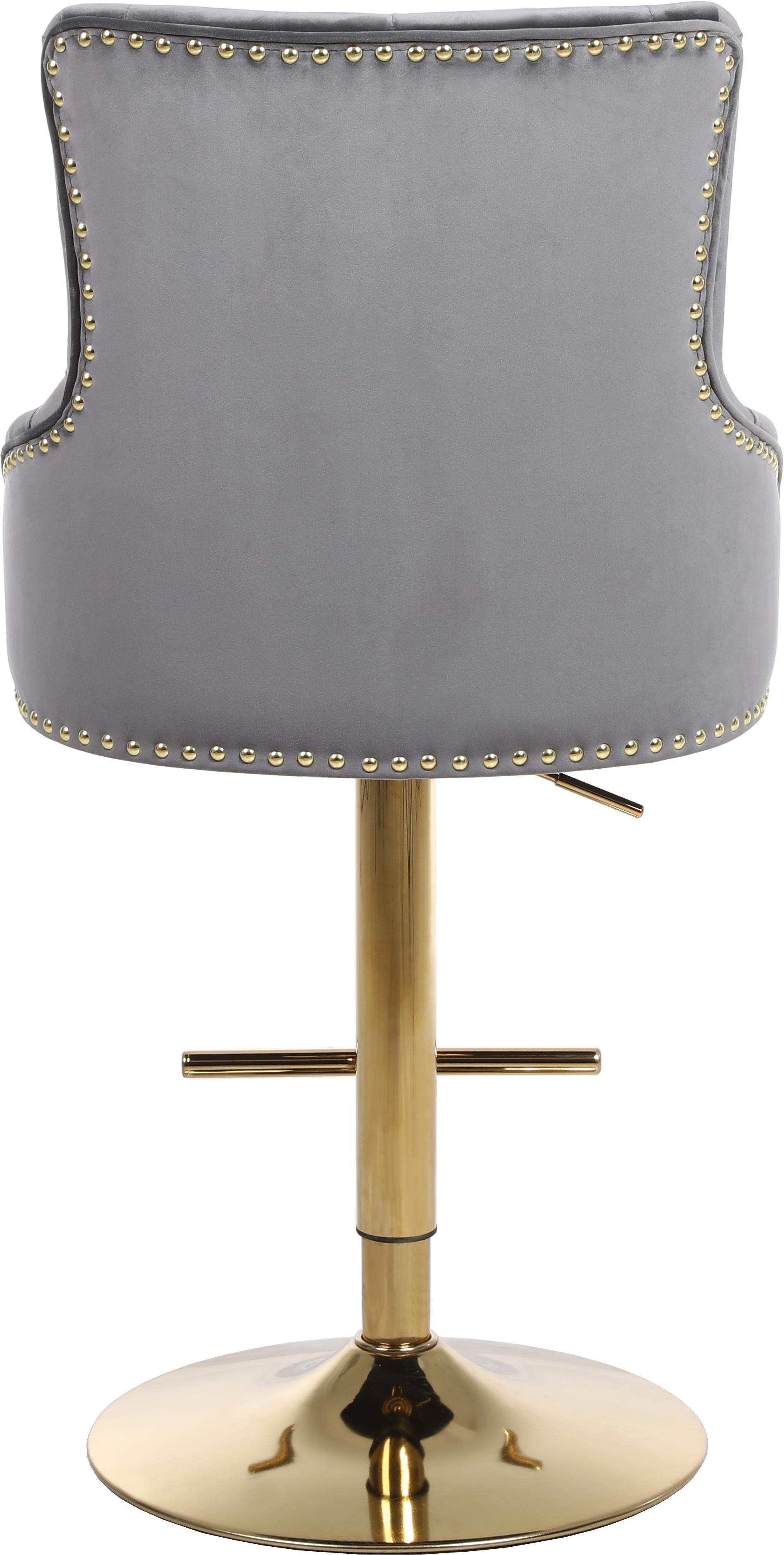 Claude Grey Velvet Adjustable Stool - Luxury Home Furniture (MI)